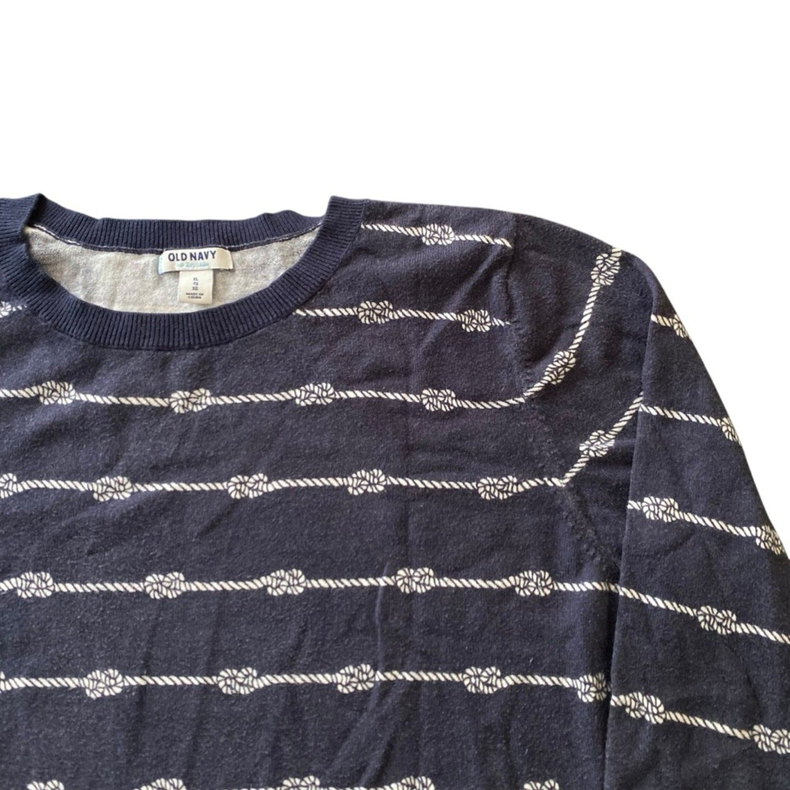 Old Navy Women’s Sail Knot Striped Navy Blue Sweater Size XL