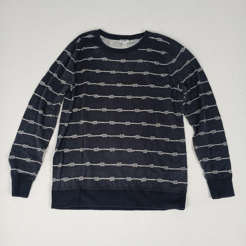 Old Navy Women’s Sail Knot Striped Navy Blue Sweater Size XL