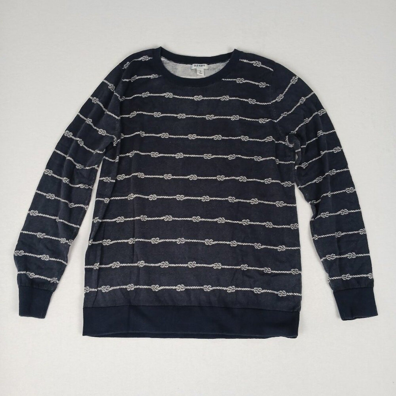 Old Navy Women’s Sail Knot Striped Navy Blue Sweater Size XL