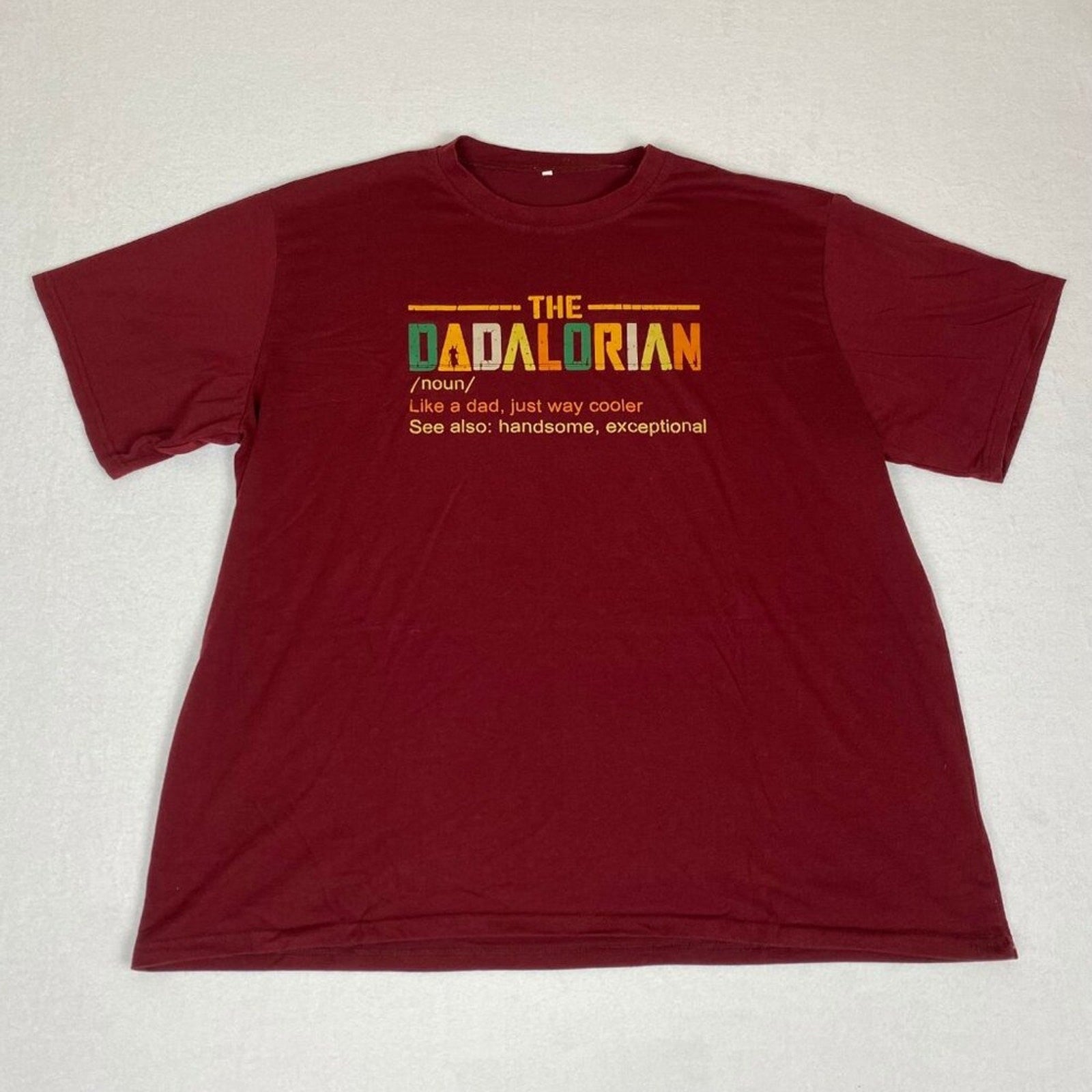 The Dadalorian Mandalorian Star Wars Funny Dad Definition Cotton Blend Red Tee
