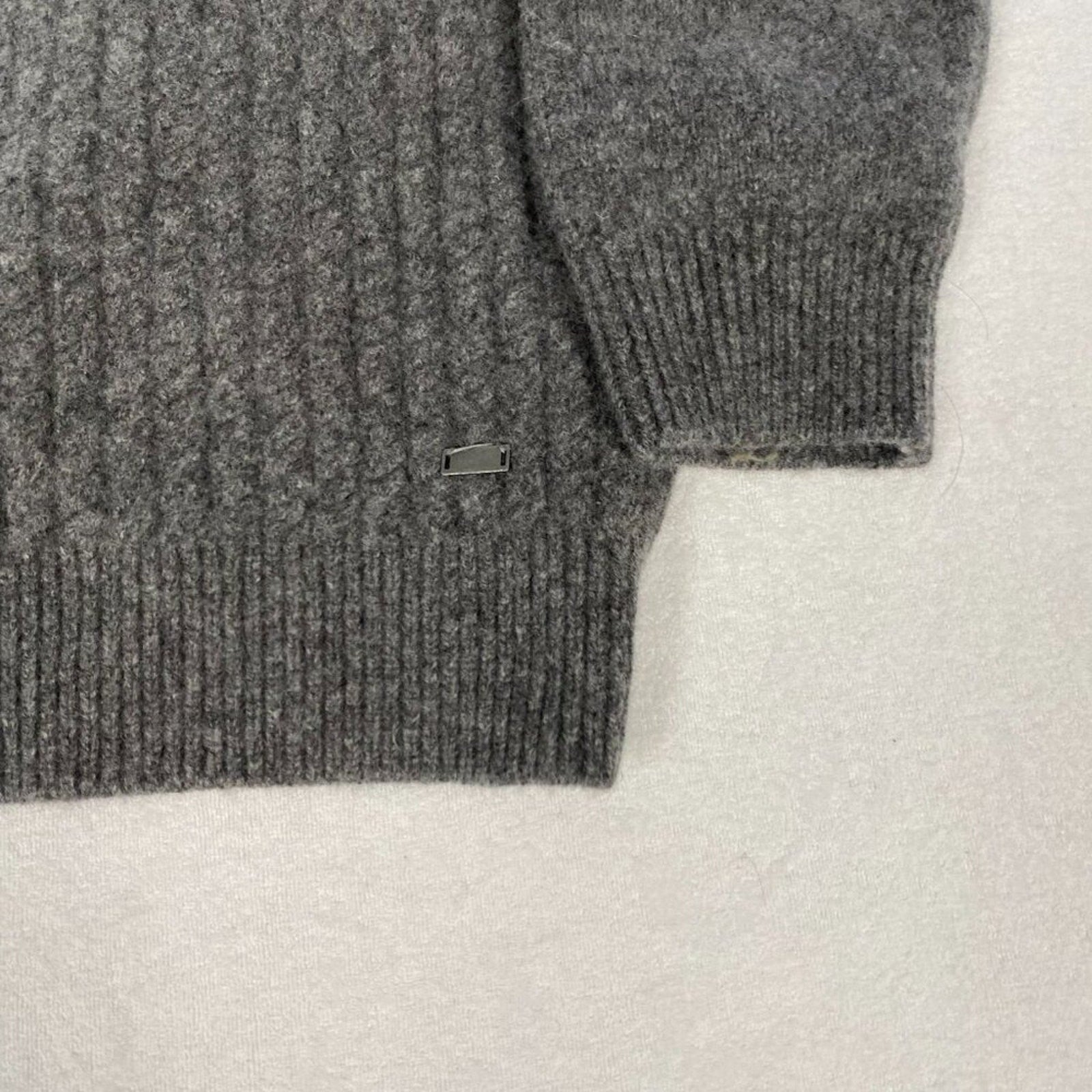 Flag & Anthem Wool Grey 1/4 Zip Textured Knit Pullover Sweater