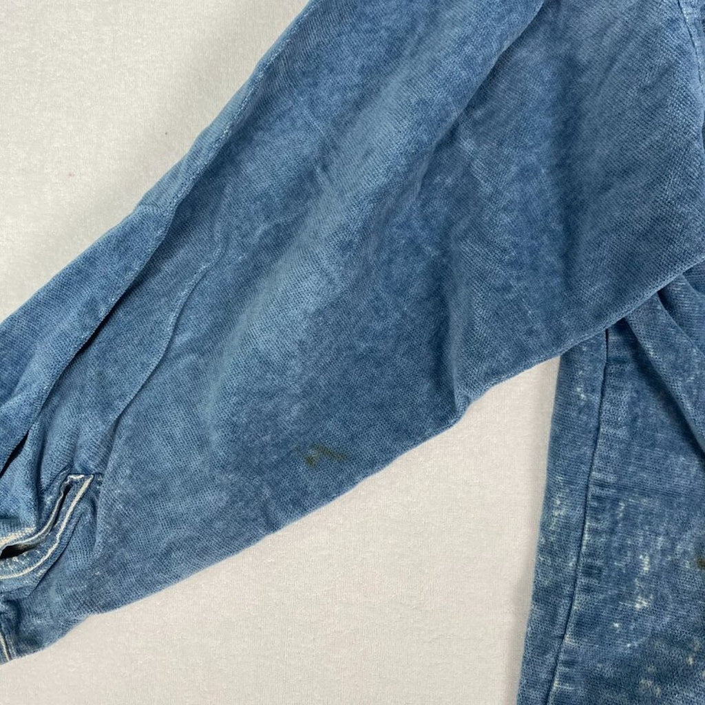 Vintage Distressed True Grit Fleece Blue Denim Western Style Button Up Shirt