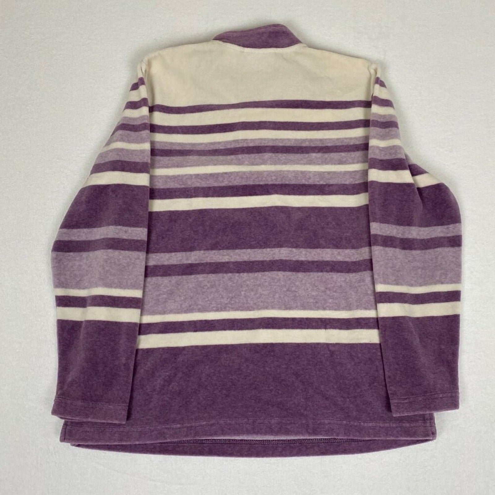 Vintage Alfred Dunner Velour Fleece Purple Striped 1/4 Zip Pullover Sweater
