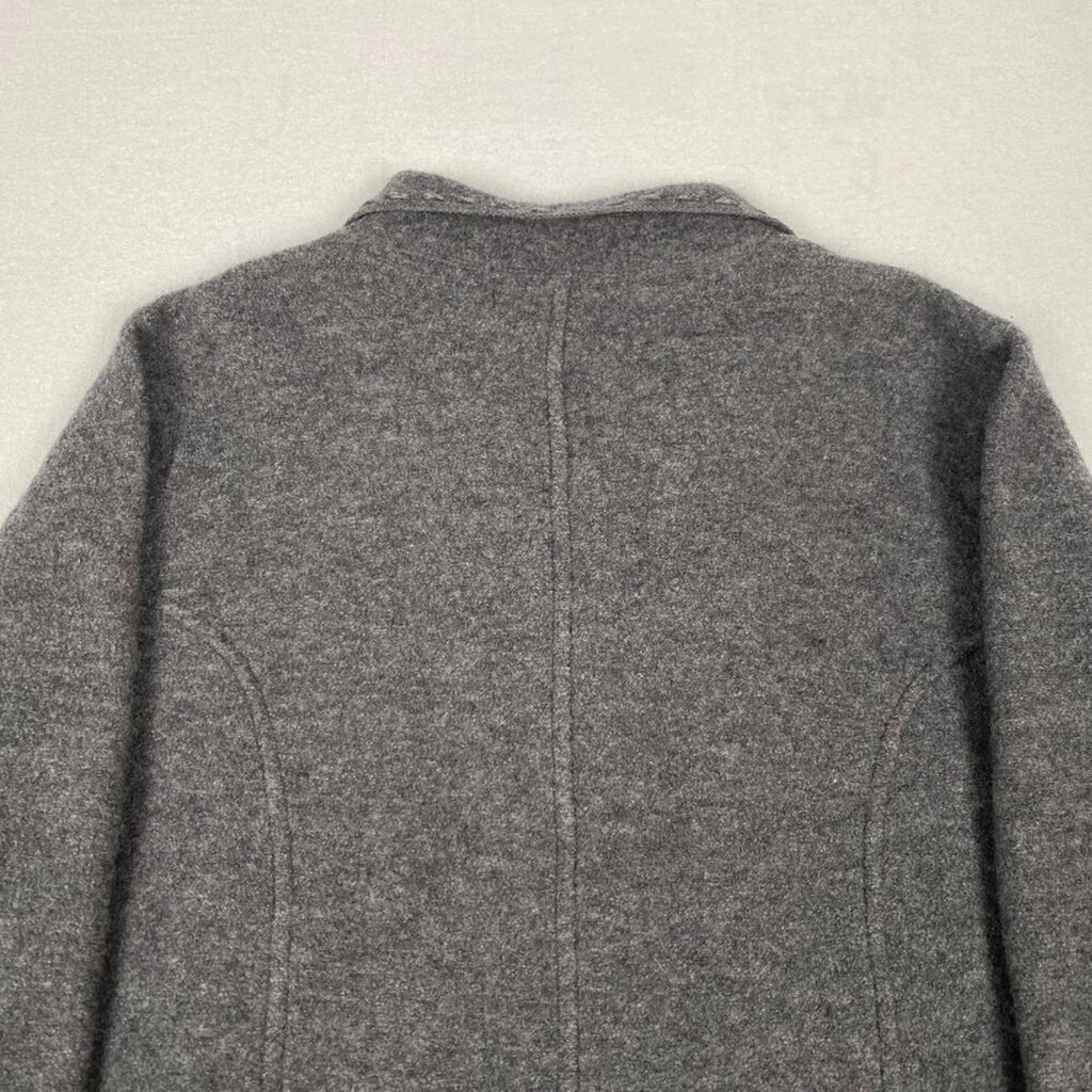 Vintage 90s Charter Club Wool Women's Embroidered Hem Grey Coat Large Petite