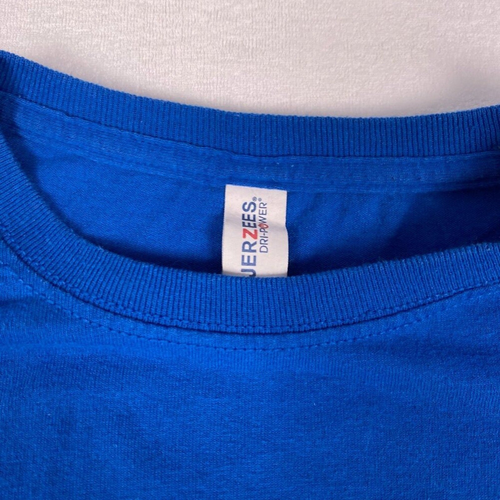 Joseph Chew's Construction Window and Doors Graphic Blue Tee Size Medium