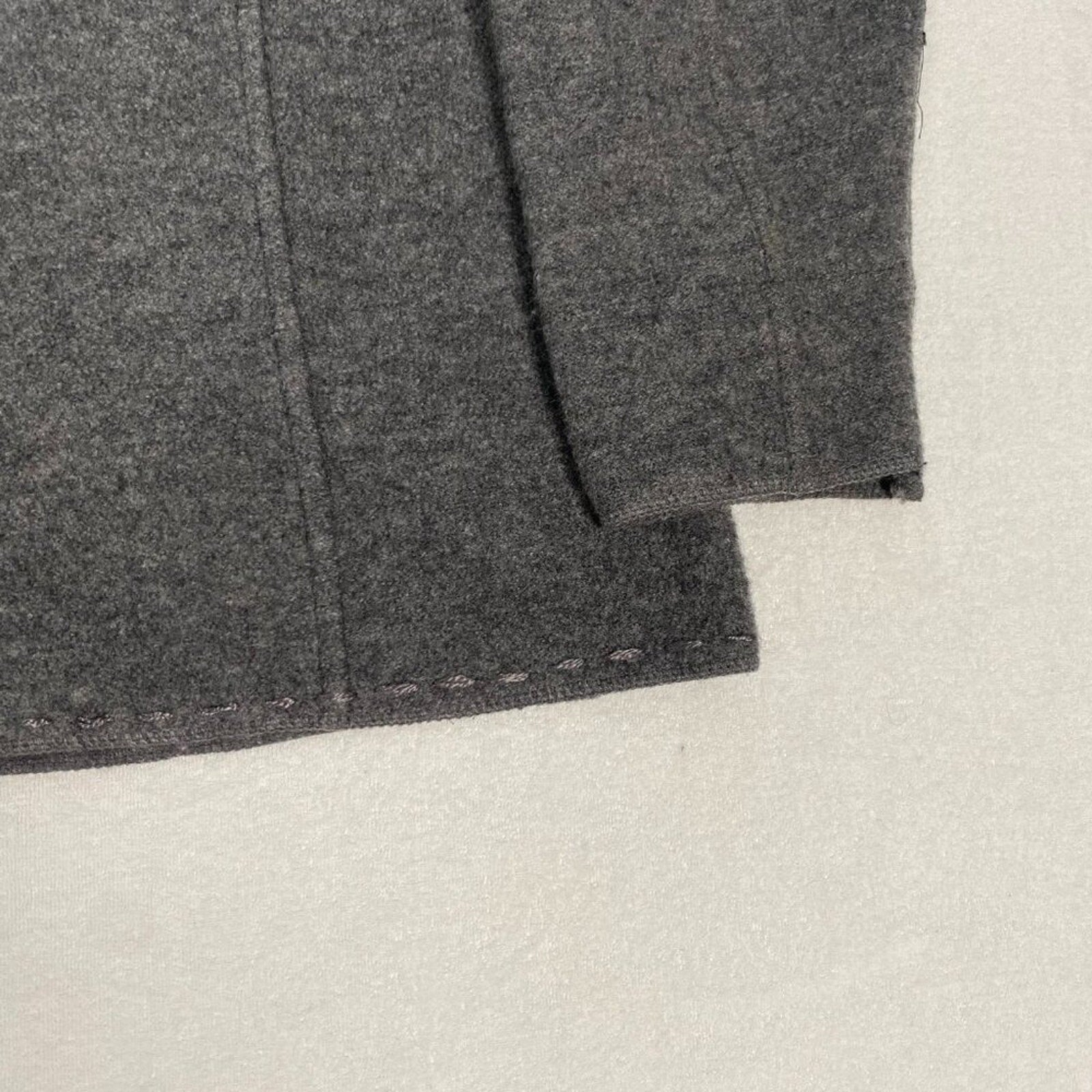 Vintage 90s Charter Club Wool Women's Embroidered Hem Grey Coat Large Petite