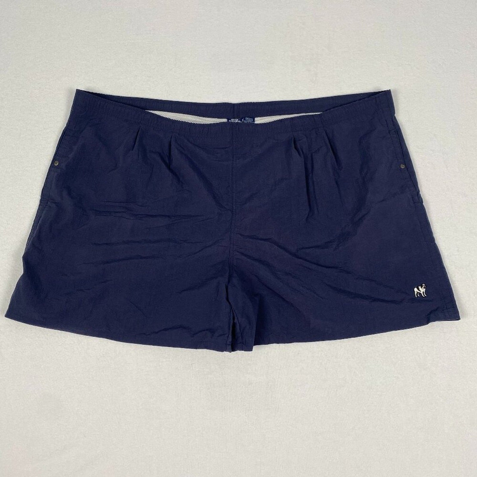 Big Dogs Drawstring Navy Blue Snap Button Swim Shorts Size 3XL