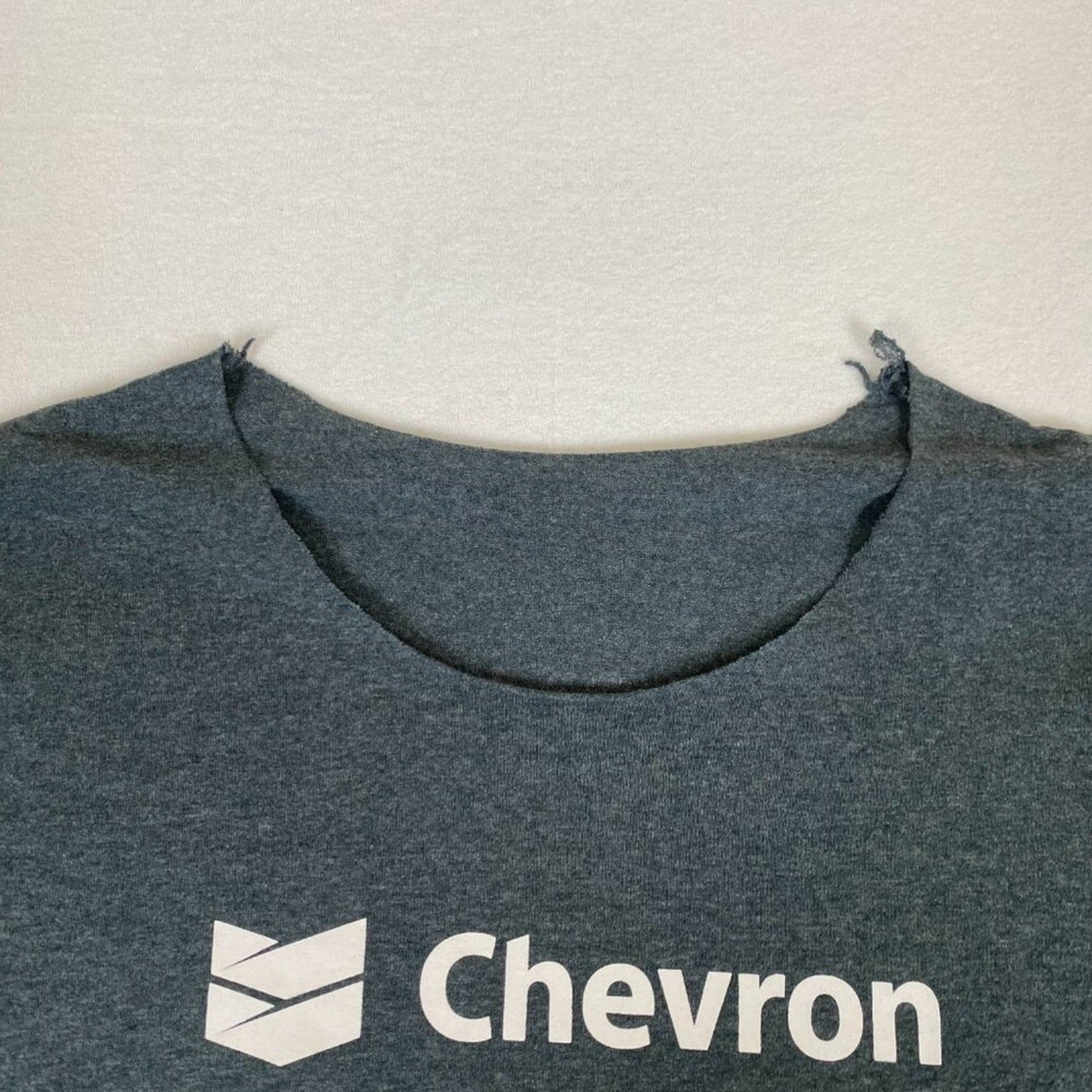 Chevron Veterans Network Service Honor Grey Distressed Wide Collar Tee