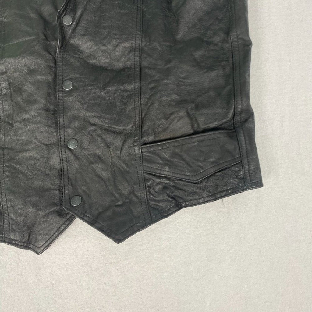 Genuine Leather Motorcycle Cowboy Black Vest Size 48