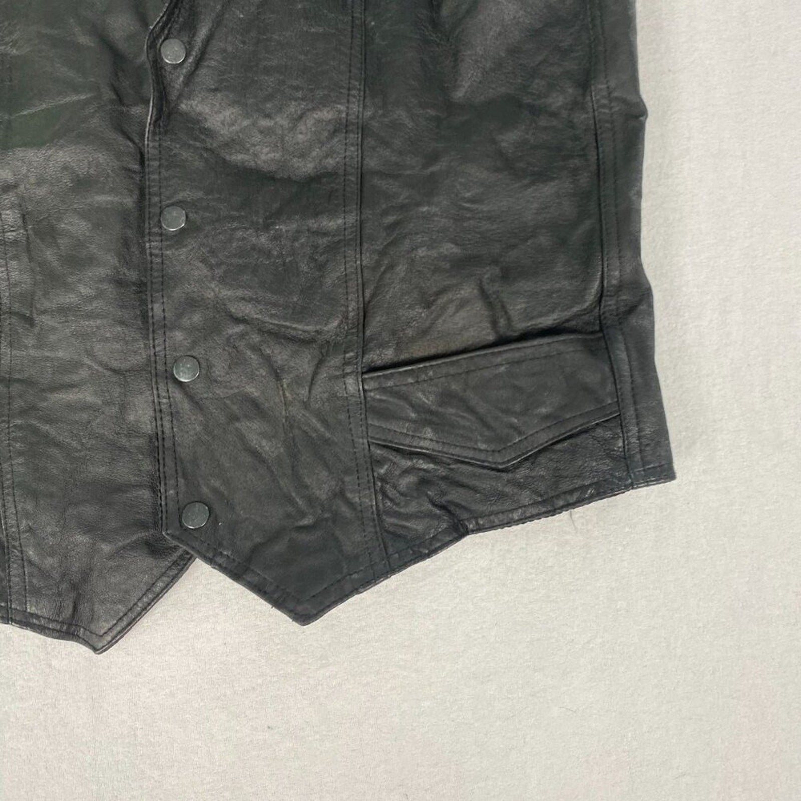 Genuine Leather Motorcycle Cowboy Black Vest Size 48