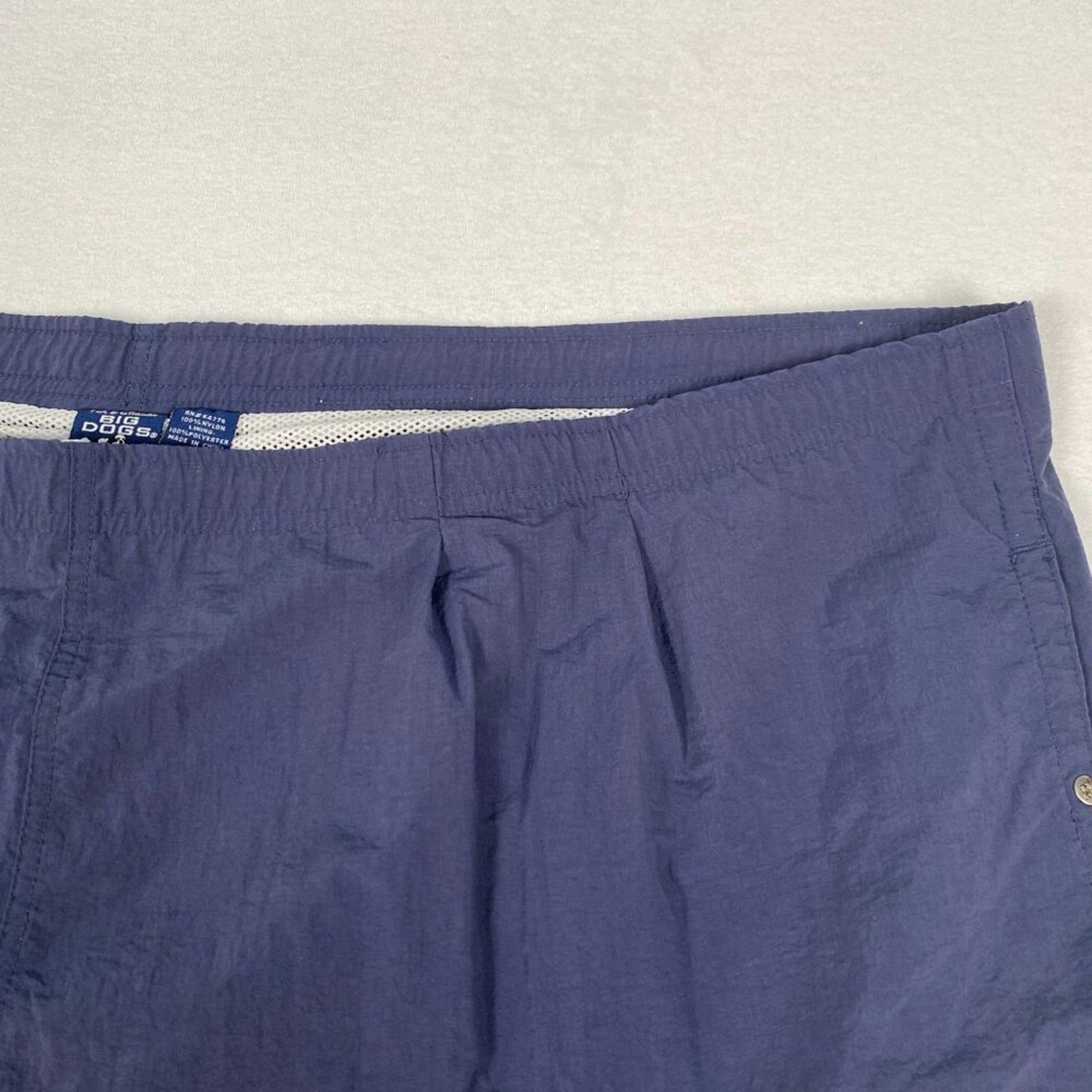 Big Dogs Drawstring Navy Blue Snap Button Swim Shorts Size 3XL