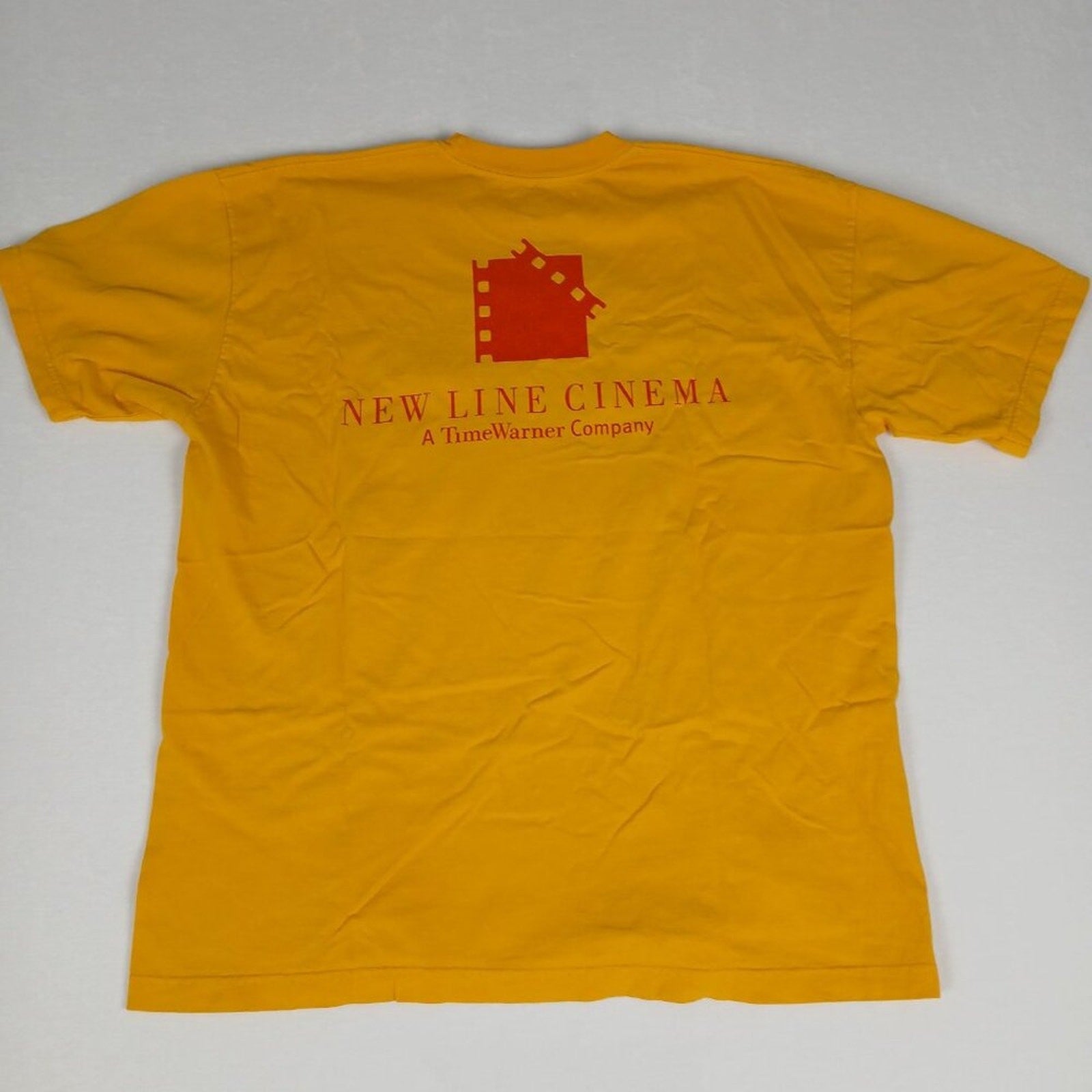 New Line Cinema Friday The 13th Movie Dumbgood Cotton Yellow Tee Size XL