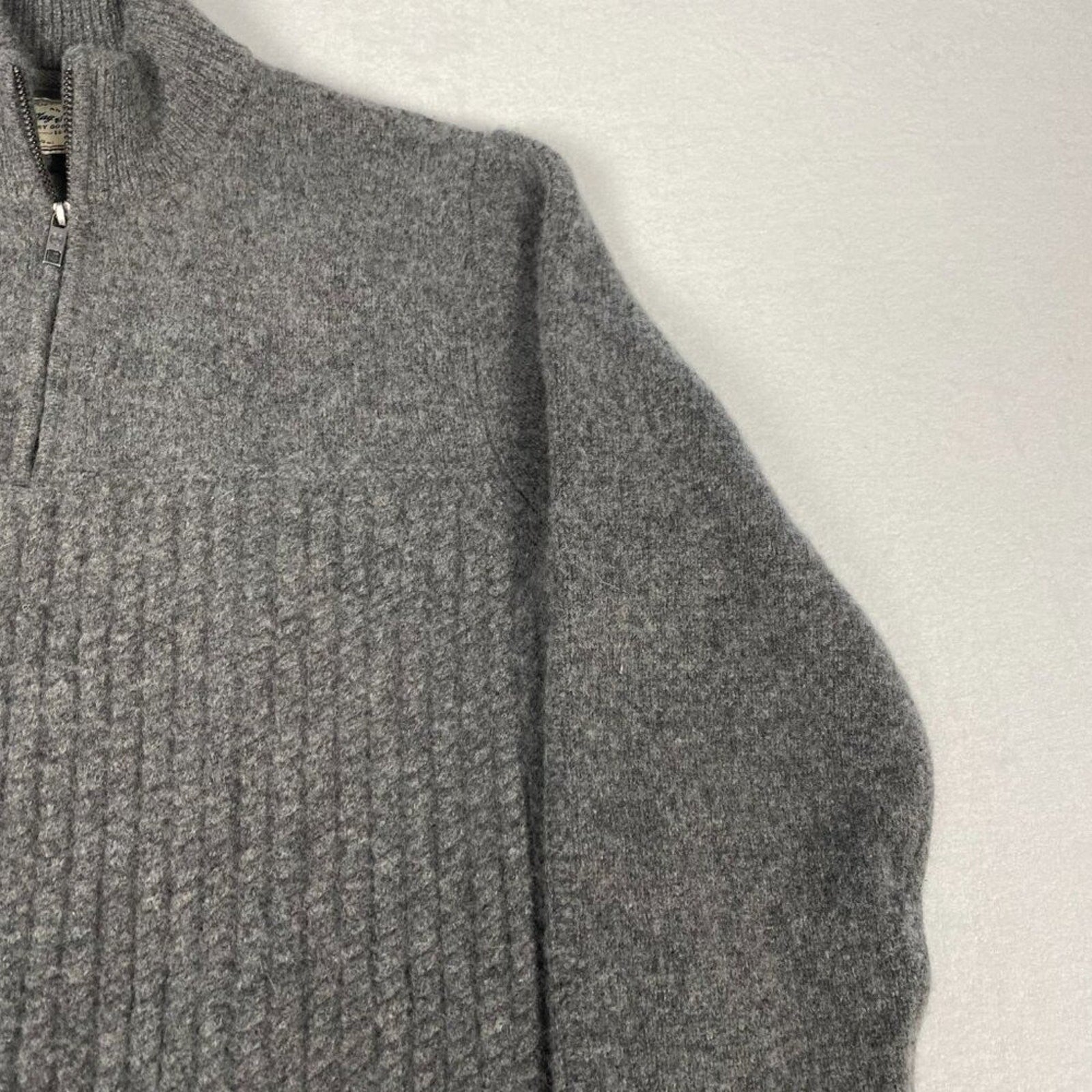 Flag & Anthem Wool Grey 1/4 Zip Textured Knit Pullover Sweater