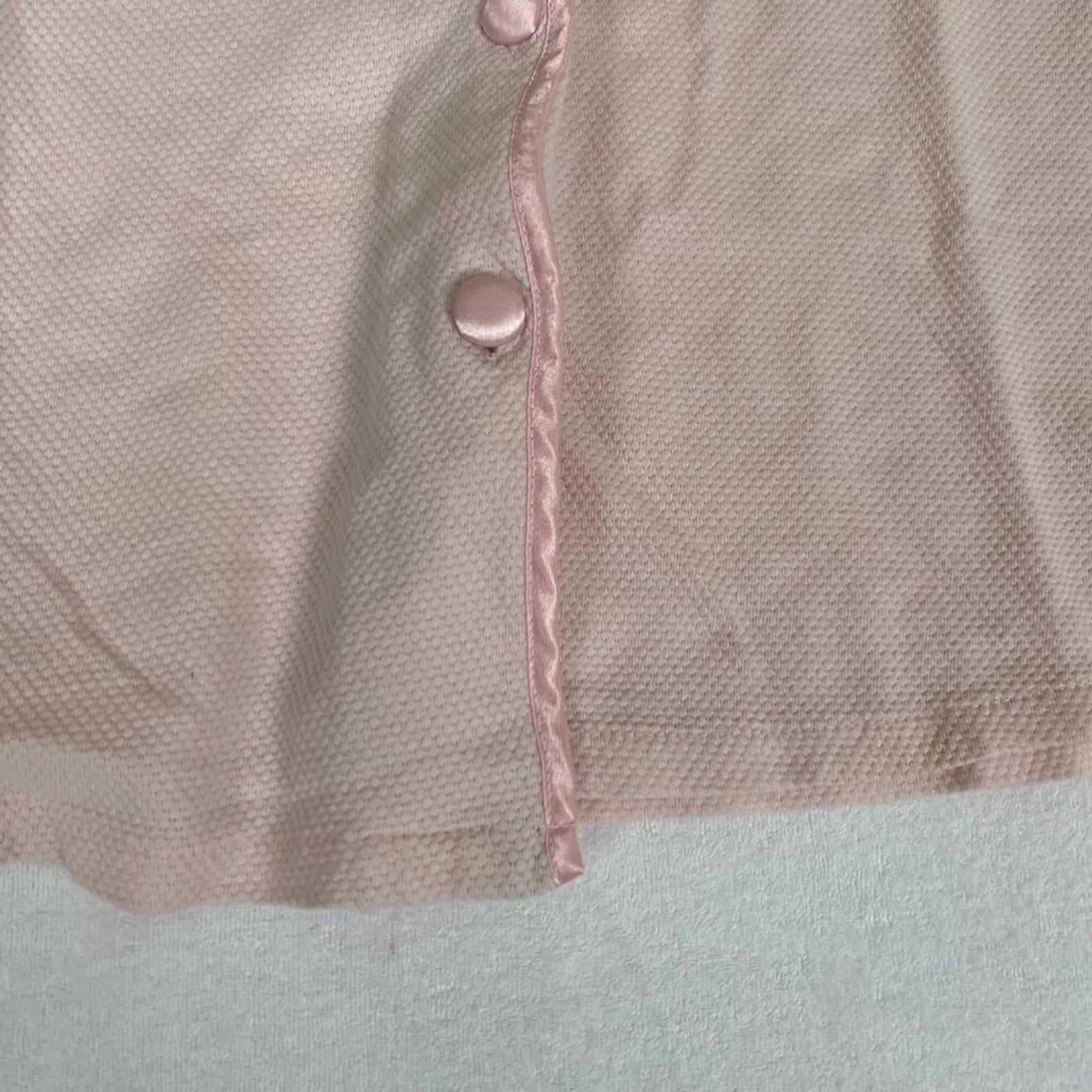 Vintage Victoria's Secret Smooth Satin Detail Night Crop Pale Pink Button Shirt