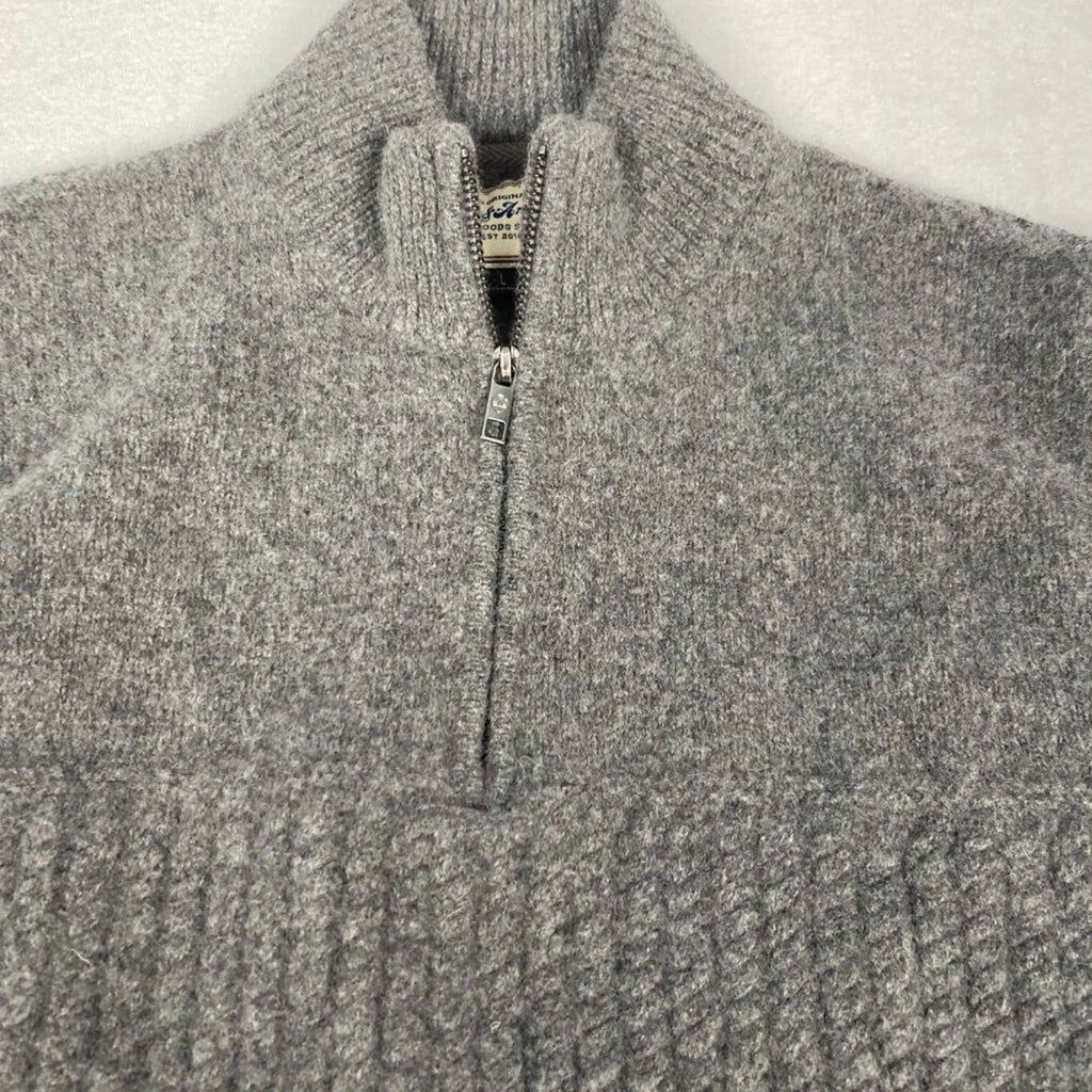 Flag & Anthem Wool Grey 1/4 Zip Textured Knit Pullover Sweater