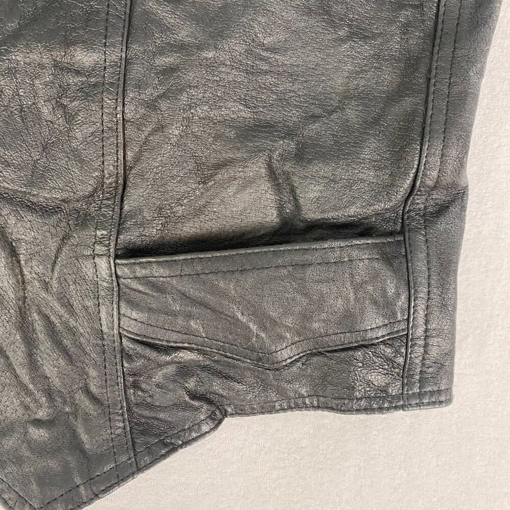Genuine Leather Motorcycle Cowboy Black Vest Size 48