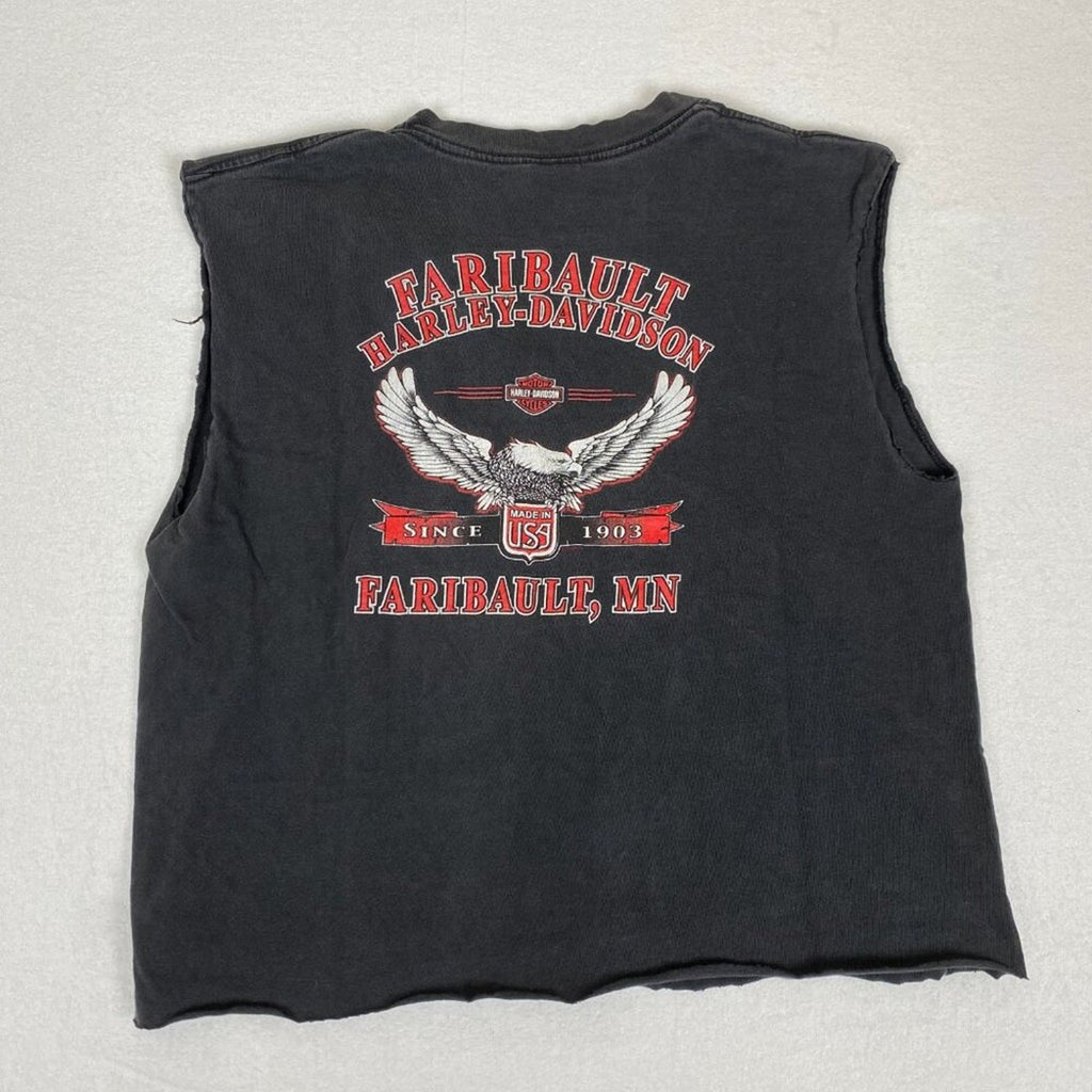 Vintage Harley Davidson Made in USA Purple Wing Cropped Sleeveless Minnesota Tee