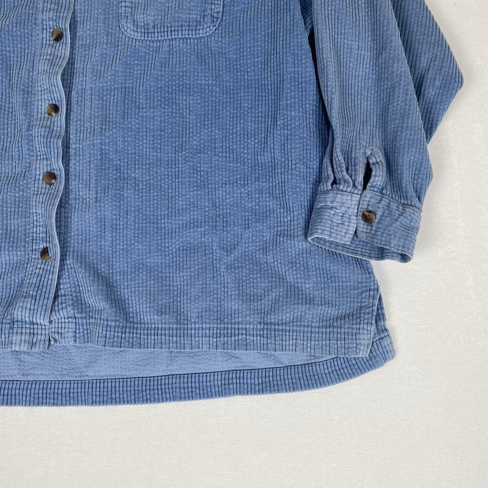 Vintage LL Bean Women's Blue Corduroy Cotton Button Up Shirt 2XL