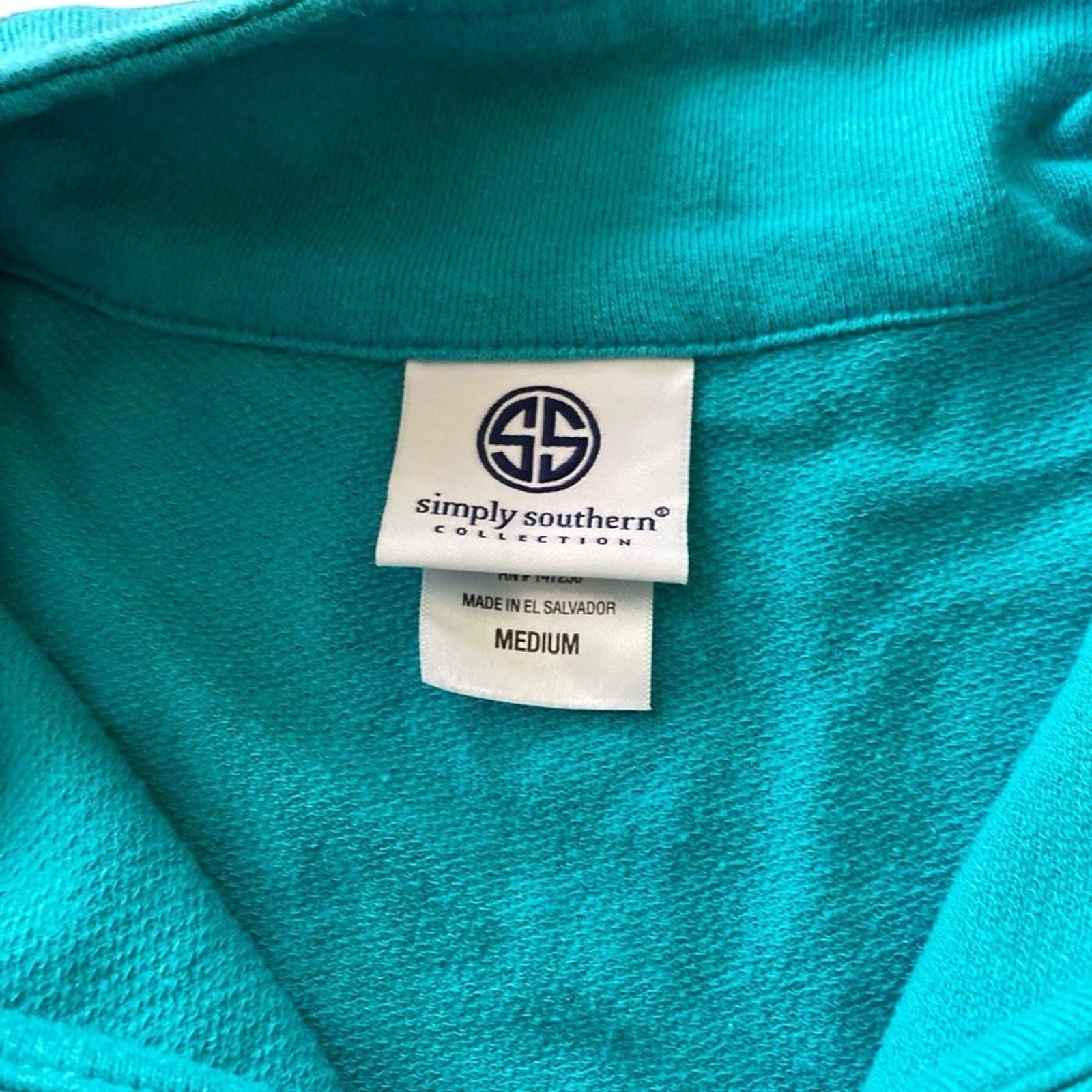 Simply Southern Seahorse Shellfish Starfish Ocean 1/4 Zip Blue Pink Sweater