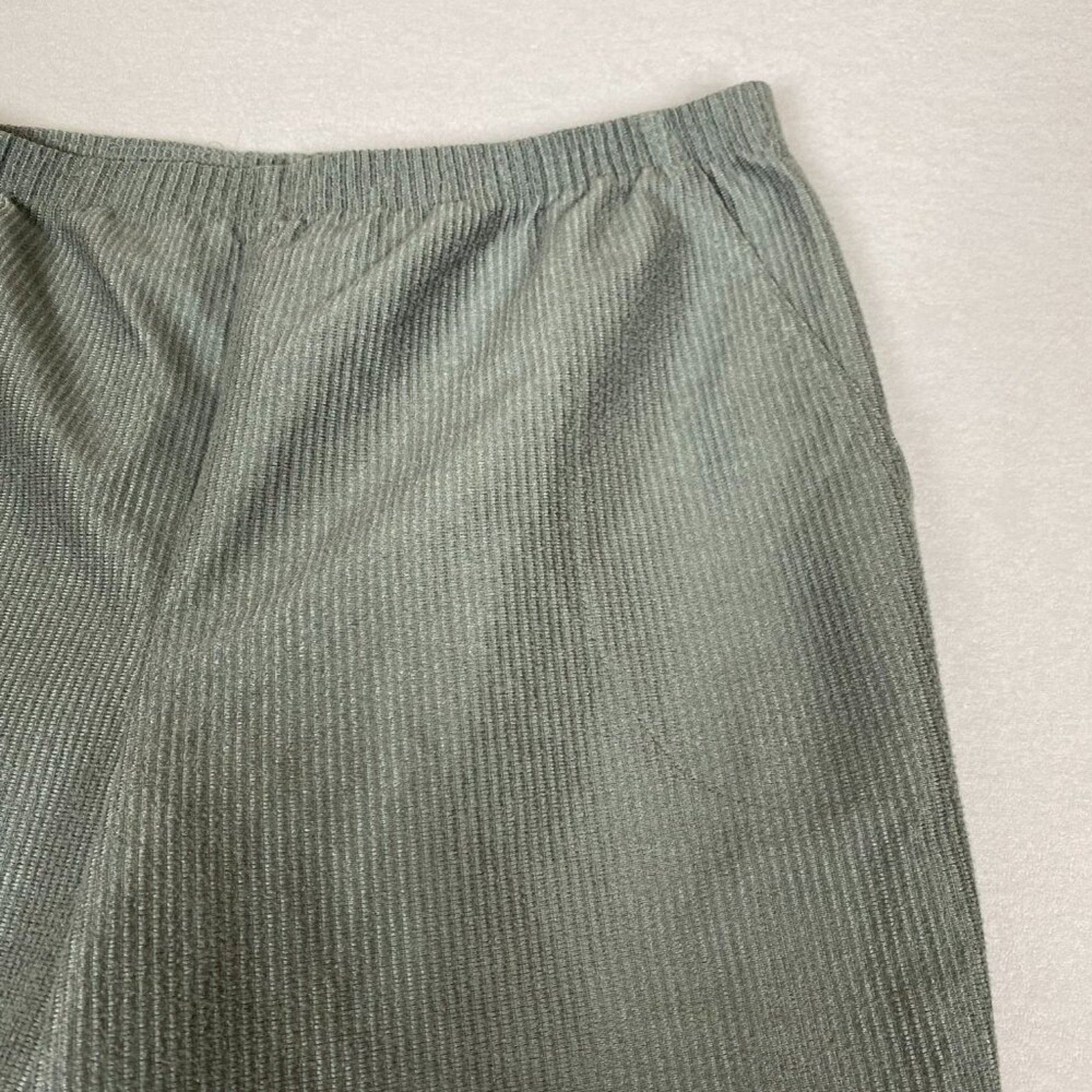 Vintage Blair Corduroy Style Light Green Grey Stretch Shimmer Side Pocket Pants