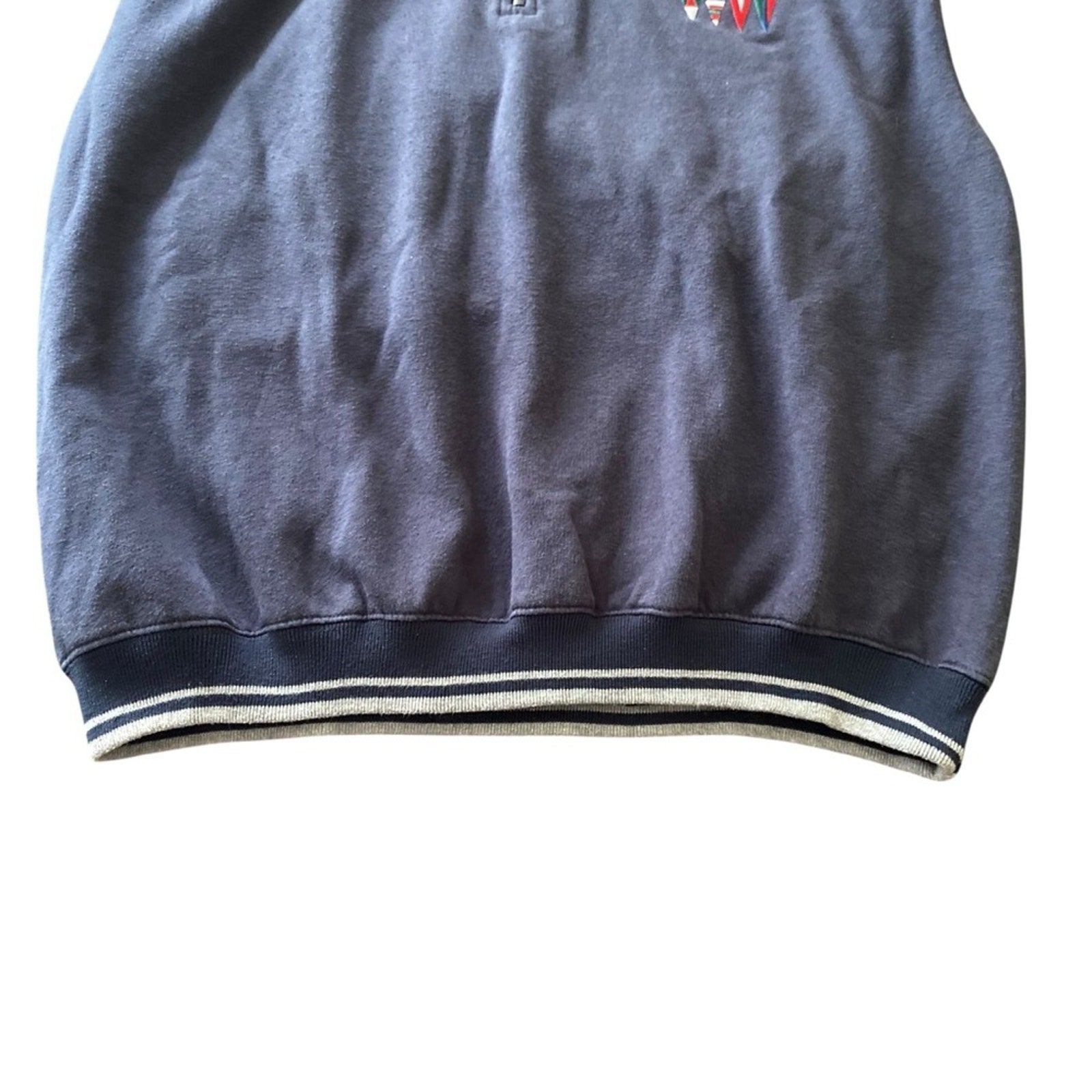 Y2K Celebrity Cruises Sailing Maritime Flags Navy Blue 1/4 Zip Sweatshirt Large.