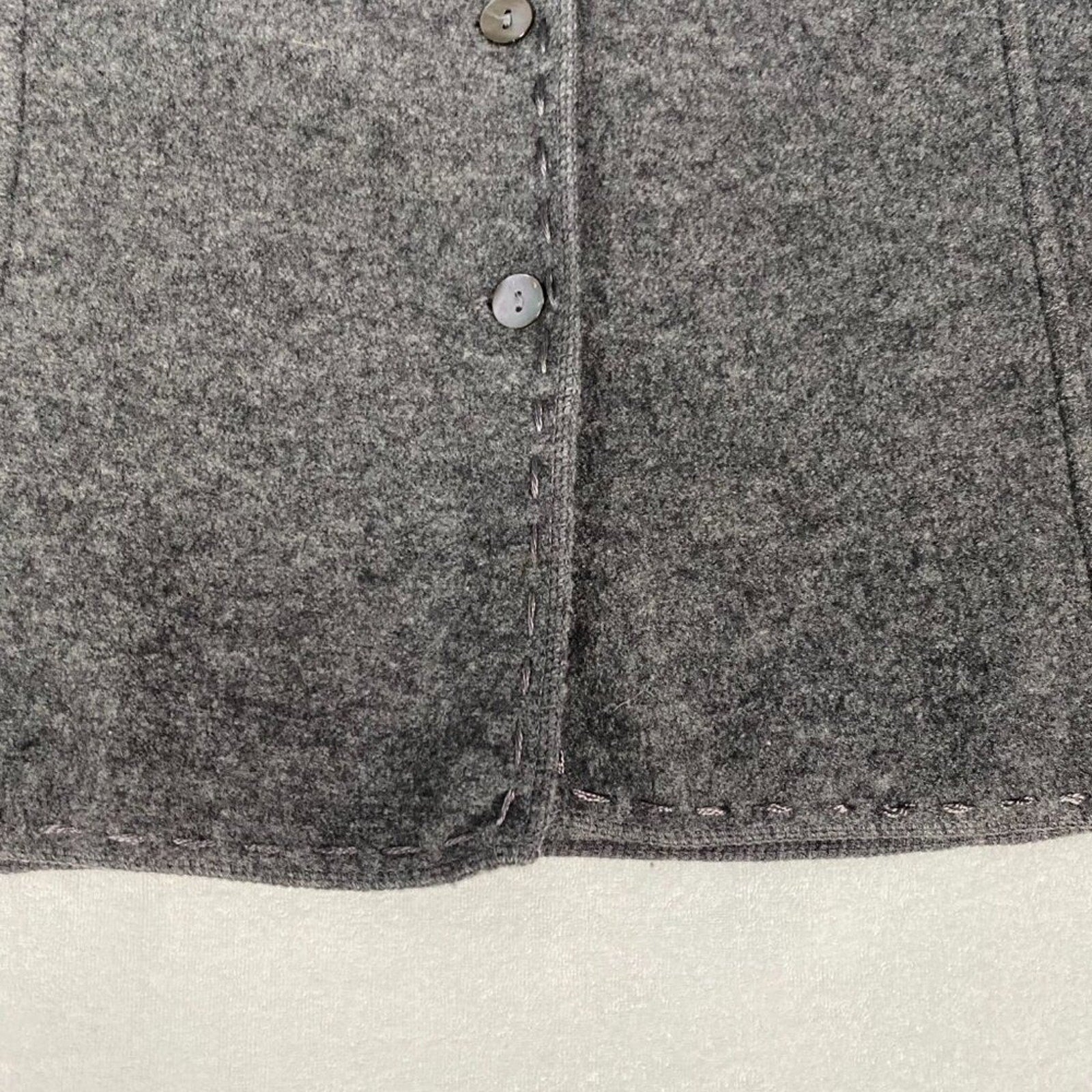 Vintage 90s Charter Club Wool Women's Embroidered Hem Grey Coat Large Petite