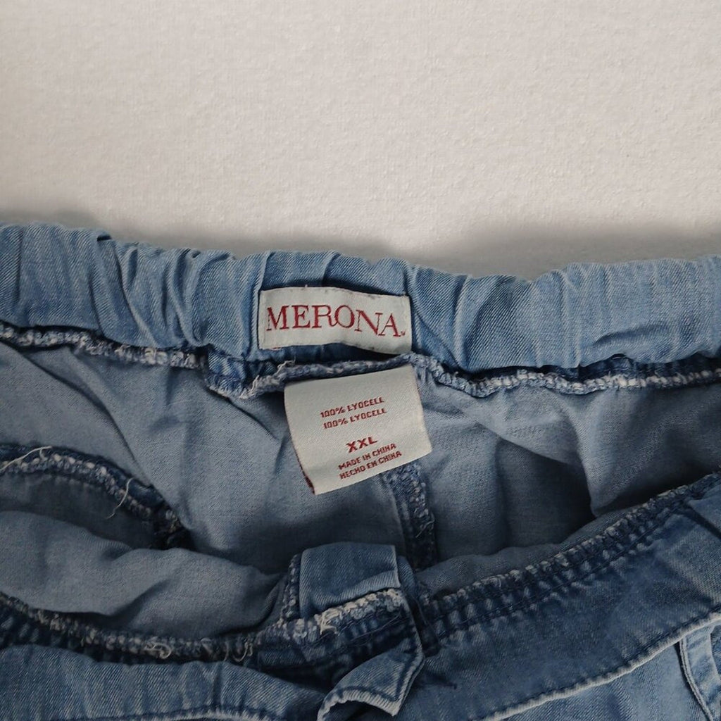Merona Women’s Lightweight Denim Style Drawstring Blue Jeans Shorts XXL