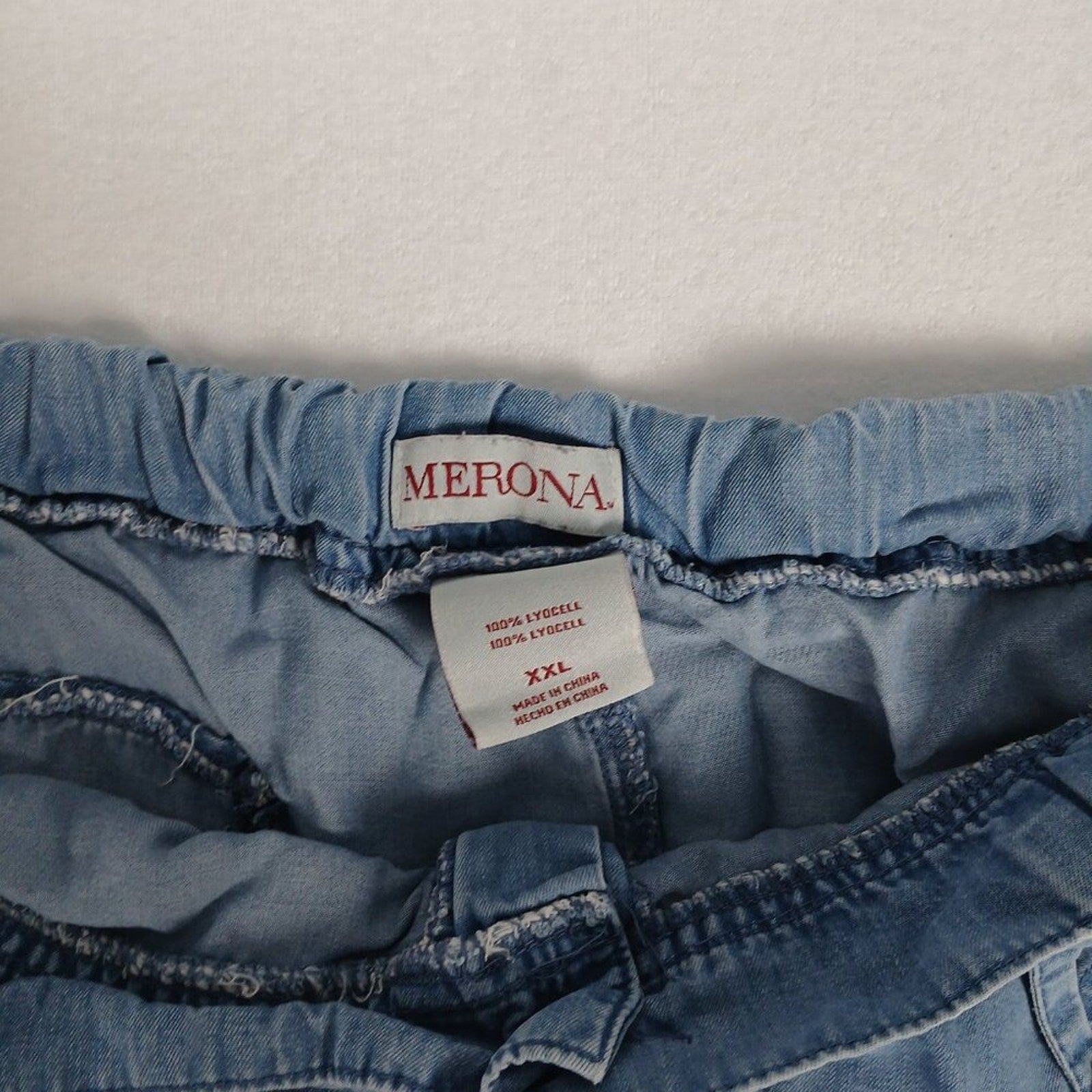 Merona Women’s Lightweight Denim Style Drawstring Blue Jeans Shorts XXL