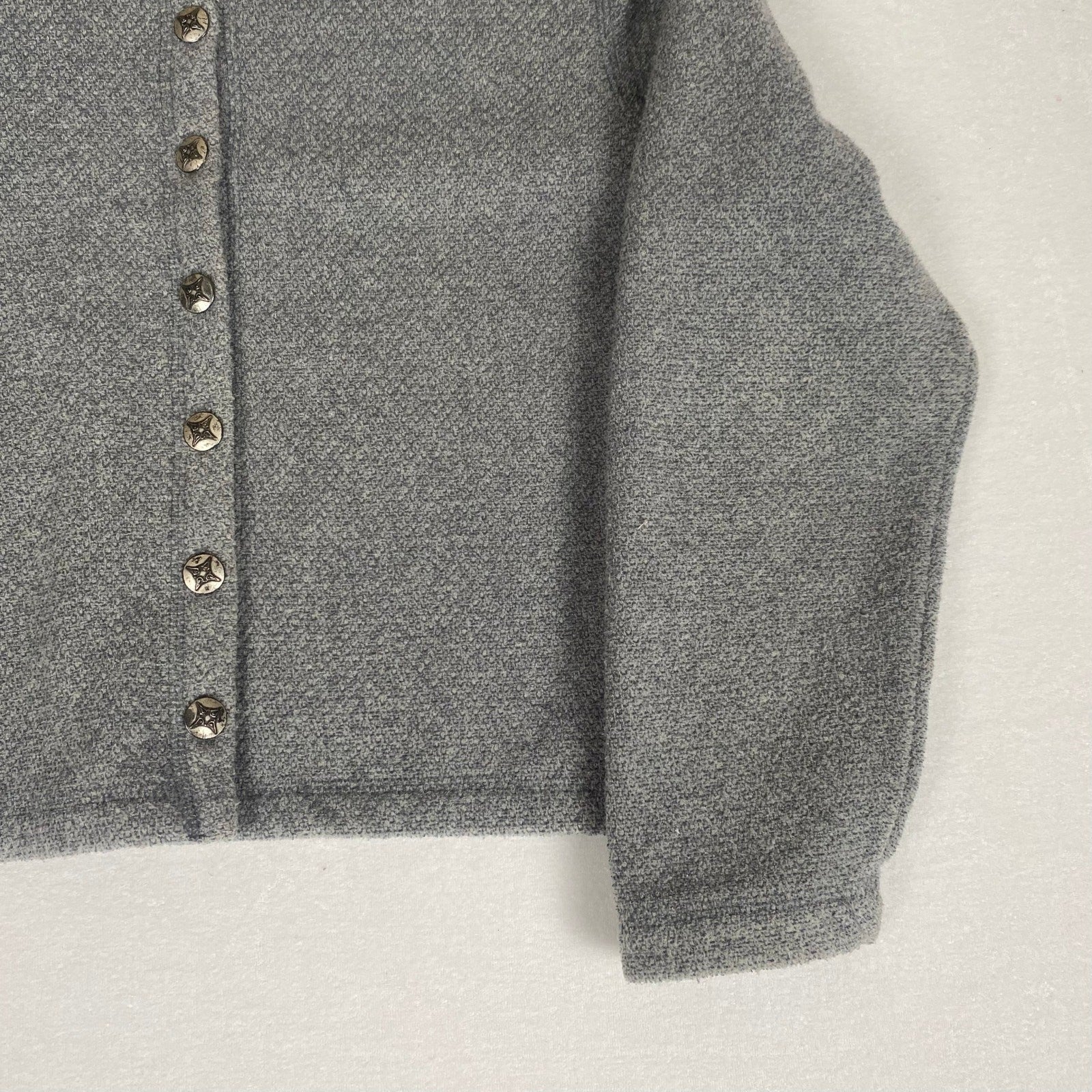 Vintage LL Bean Soft Grey Metal Button Women's Sweater