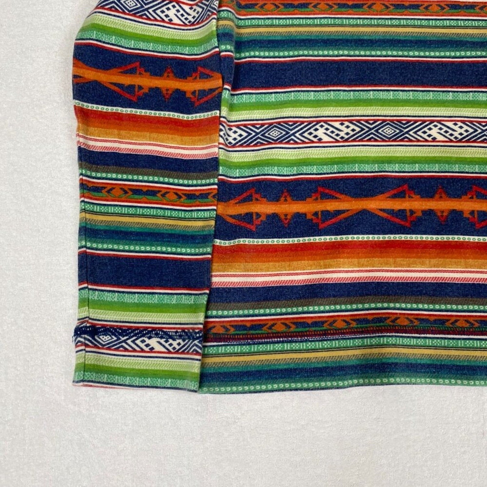 Vintage Chaps Women's Aztec Native Striped Print Orange Green 1/4 Zip Pullover