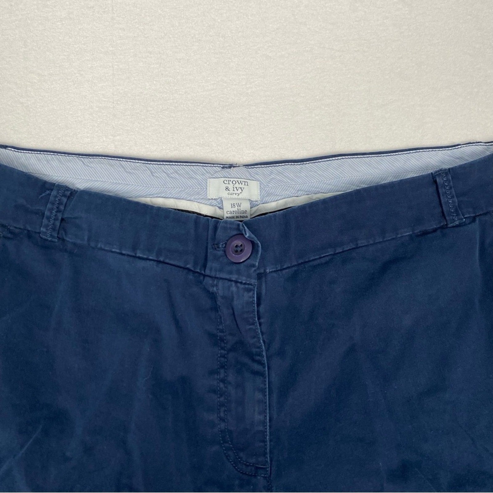 Crown & Ivy Curvy Caroline Cotton Navy Blue Shorts Size 18W