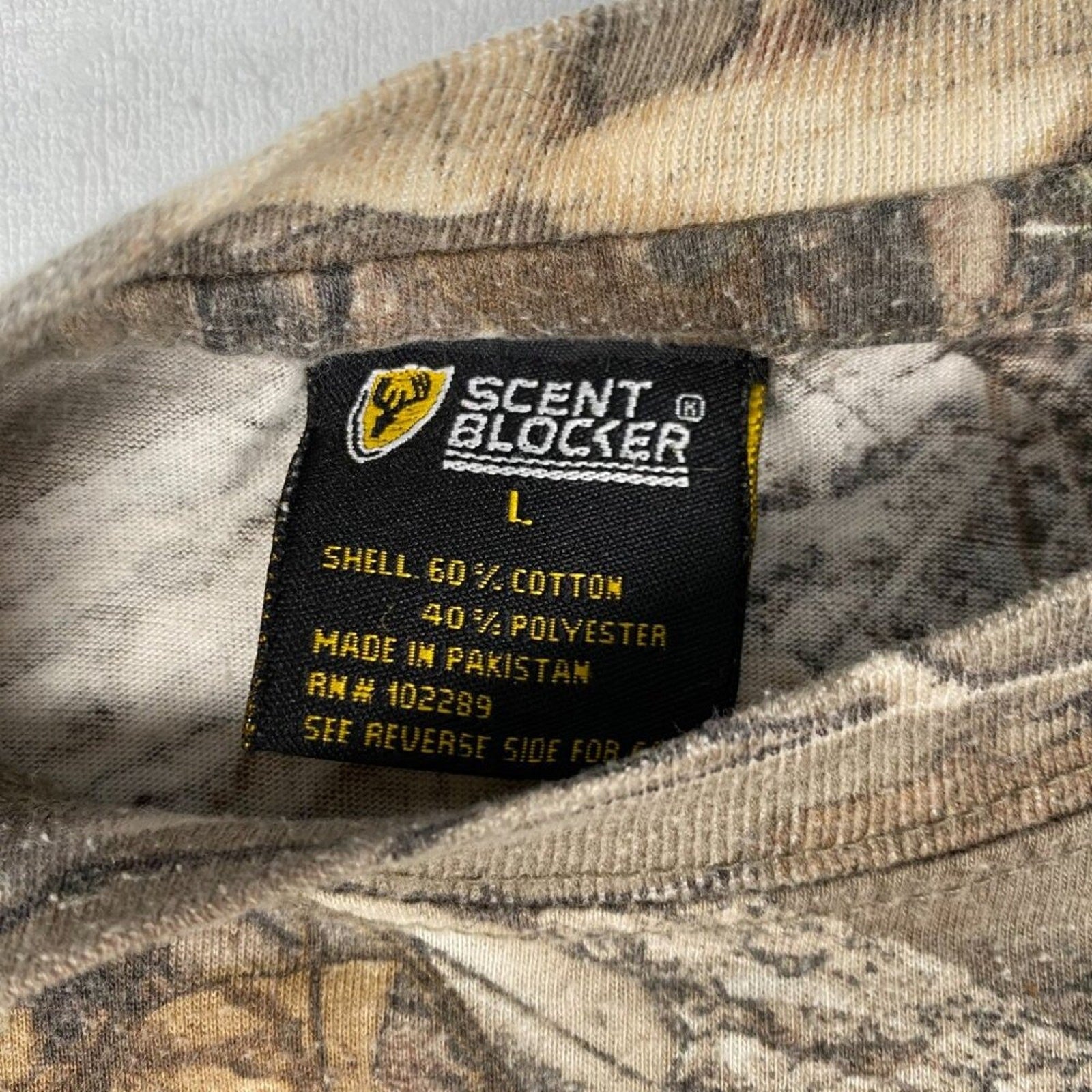 Realtree Scent Blocker Green Brown Camo Tee Size Large