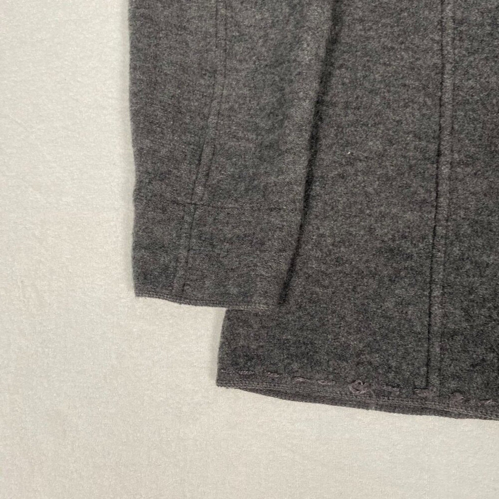 Vintage 90s Charter Club Wool Women's Embroidered Hem Grey Coat Large Petite