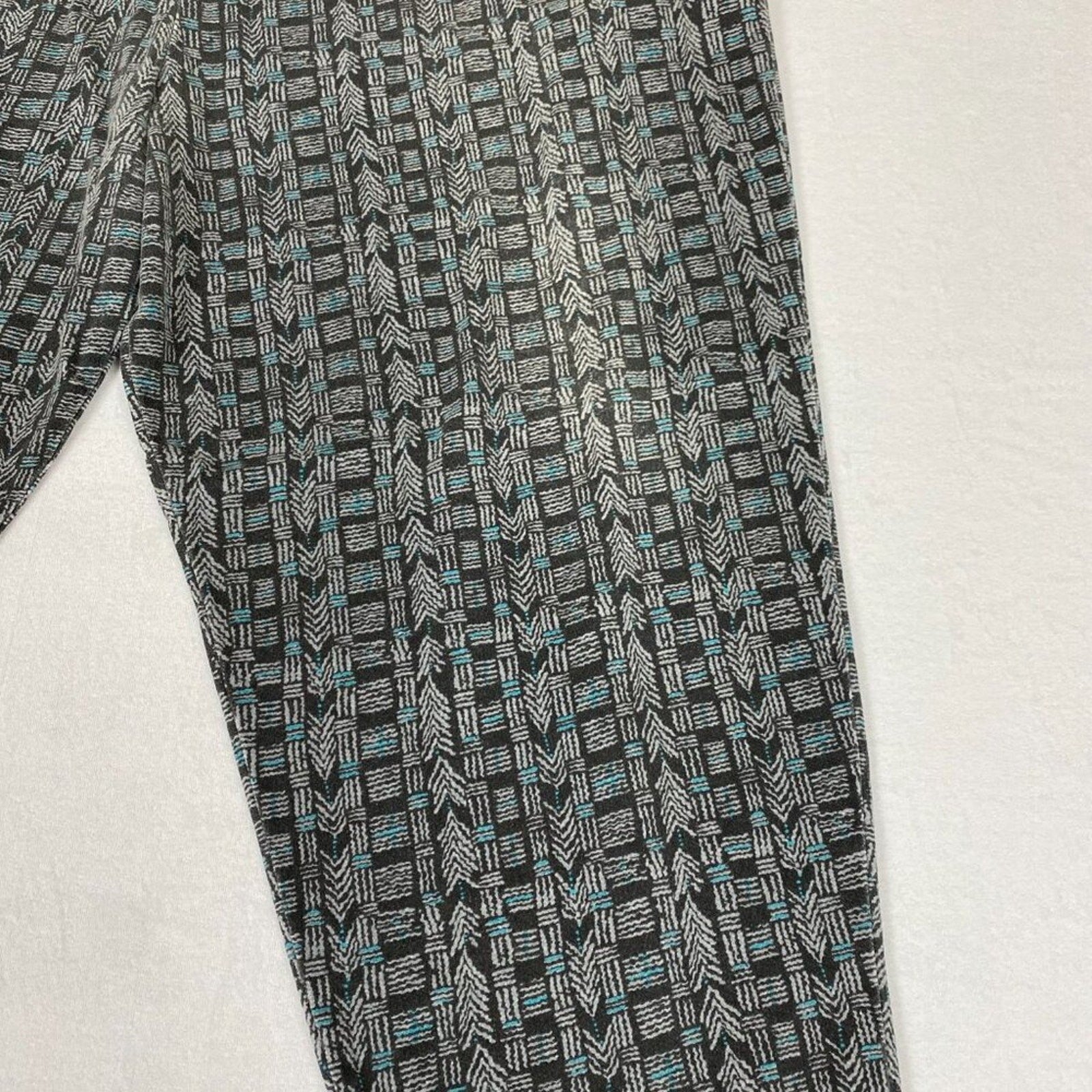 Vintage 80s Ruba Baggy Workout Elastic Waist Blue Geometric Allover Pants