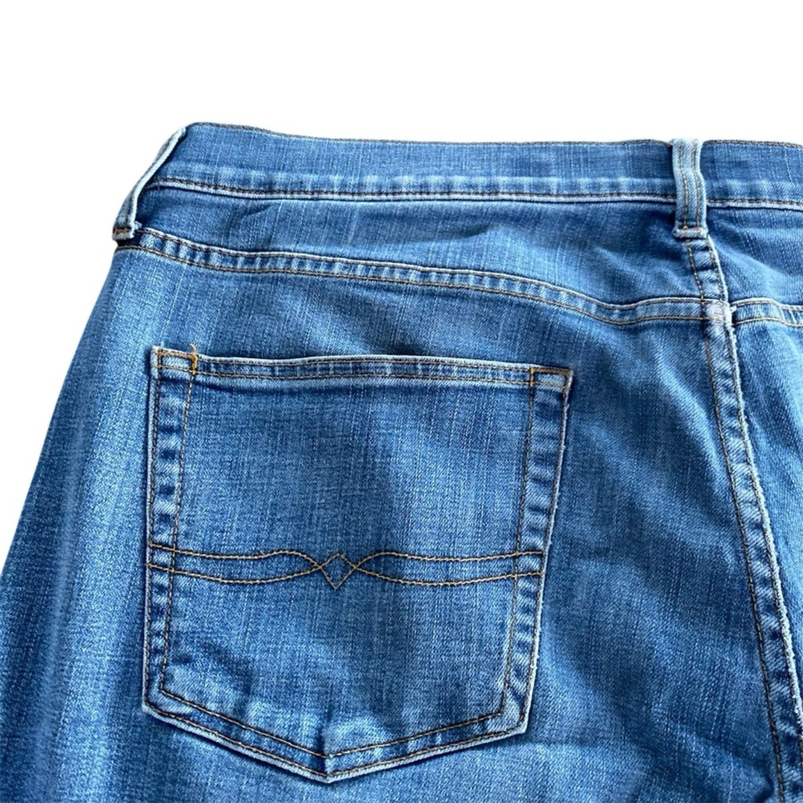 Lucky Brand 221 Straight Darkwash Whiskered Cotton Blue Jeans 40x31