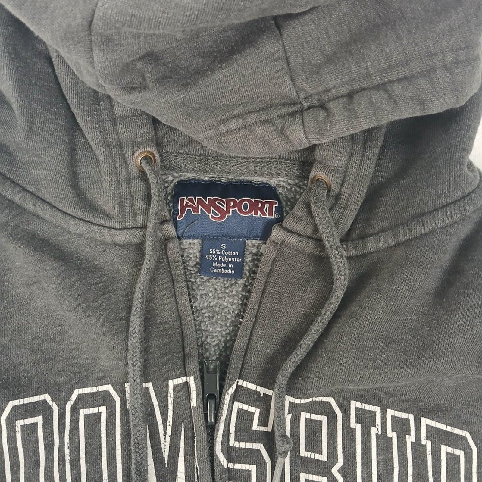 Bloomsburg University 1839 Pennsylvania Jansport Zip Up Grey Hoodie Jacket Small