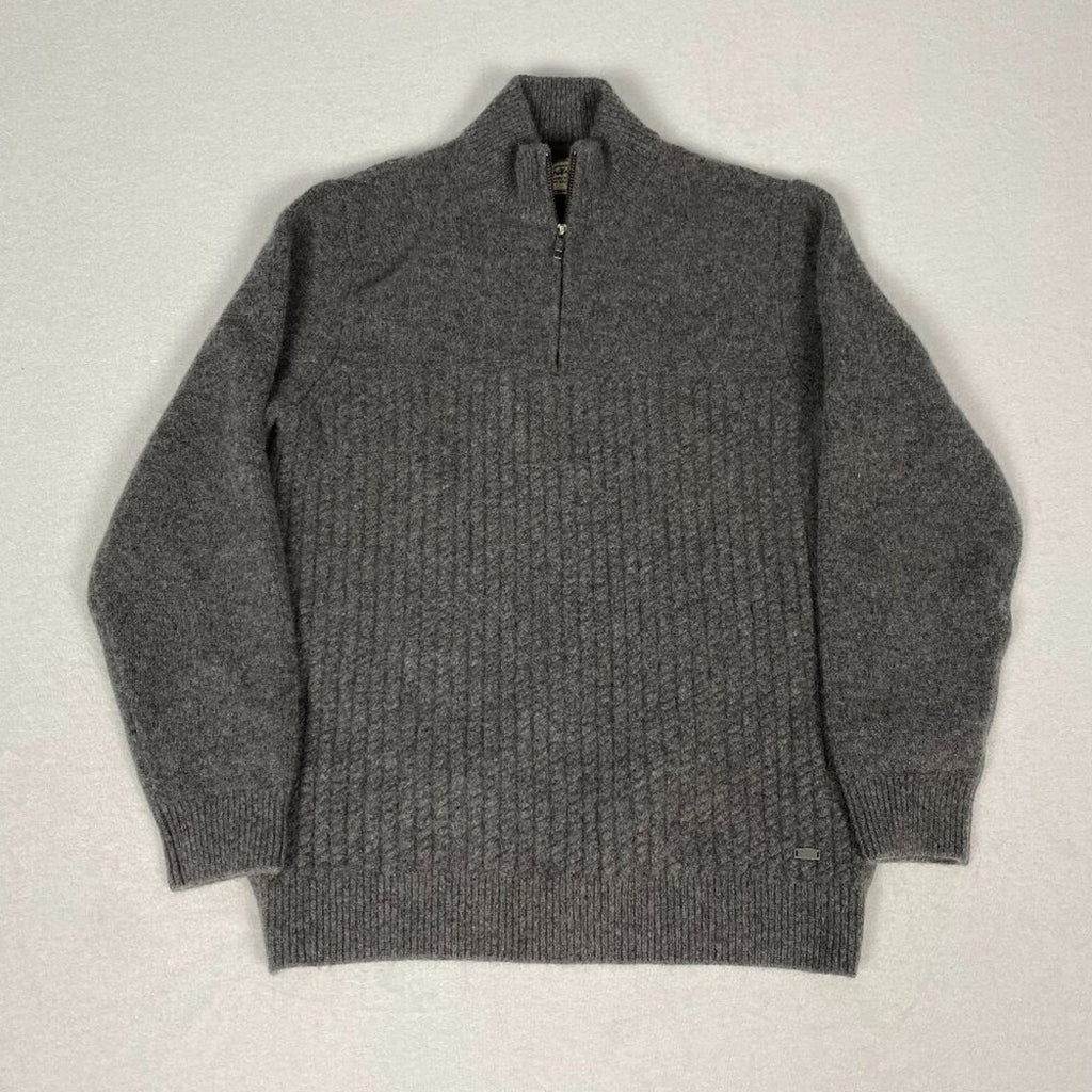 Flag & Anthem Wool Grey 1/4 Zip Textured Knit Pullover Sweater