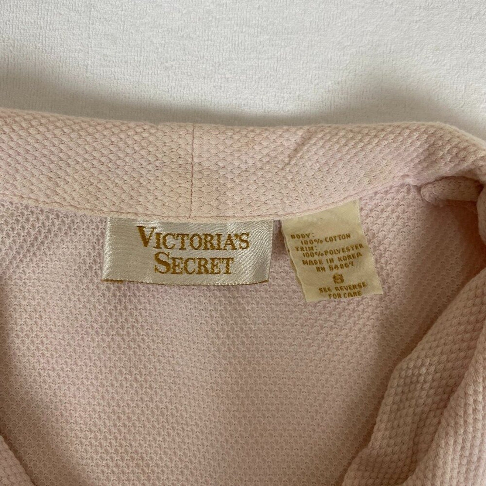 Vintage Victoria's Secret Smooth Satin Detail Night Crop Pale Pink Button Shirt
