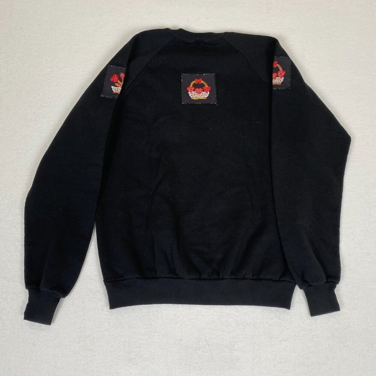 Vintage Made in USA Art Embroidered Quilted Jeweled Heart Paisley Sweatshirt