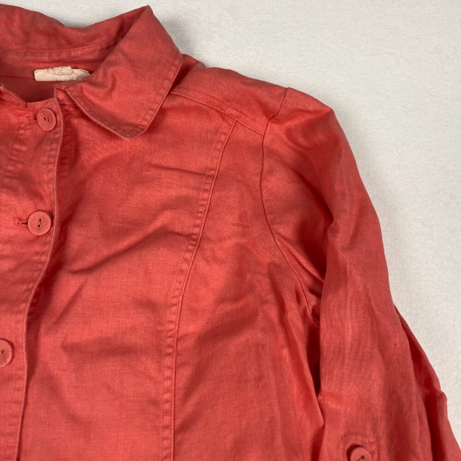 Charter Club Linen Luxury Light Red Button Up Jacket