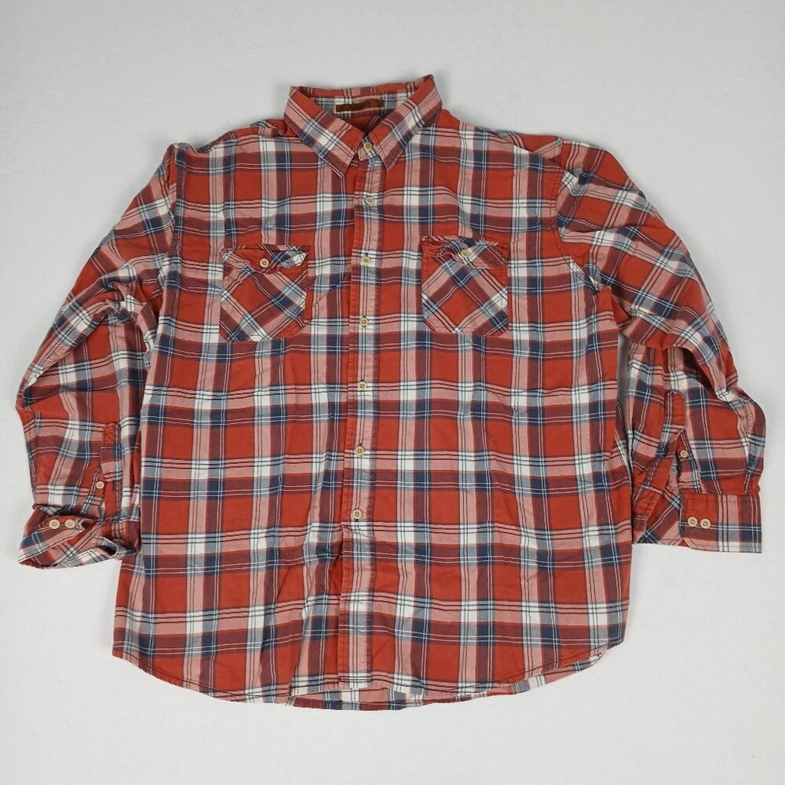 Timberland Checkered Red Plaid Cotton Button Up Long Sleeve Shirt XXL