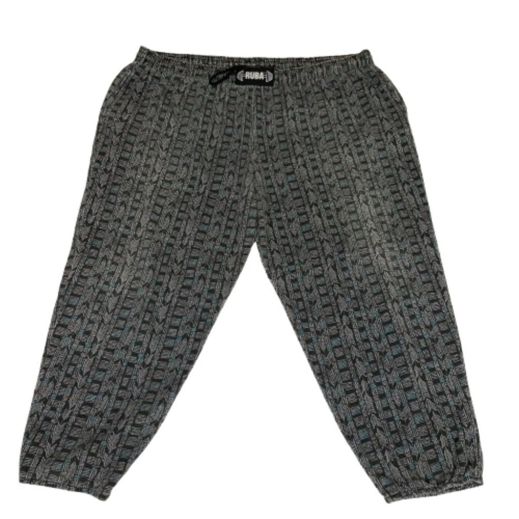 Vintage 80s Ruba Baggy Workout Elastic Waist Blue Geometric Allover Pants
