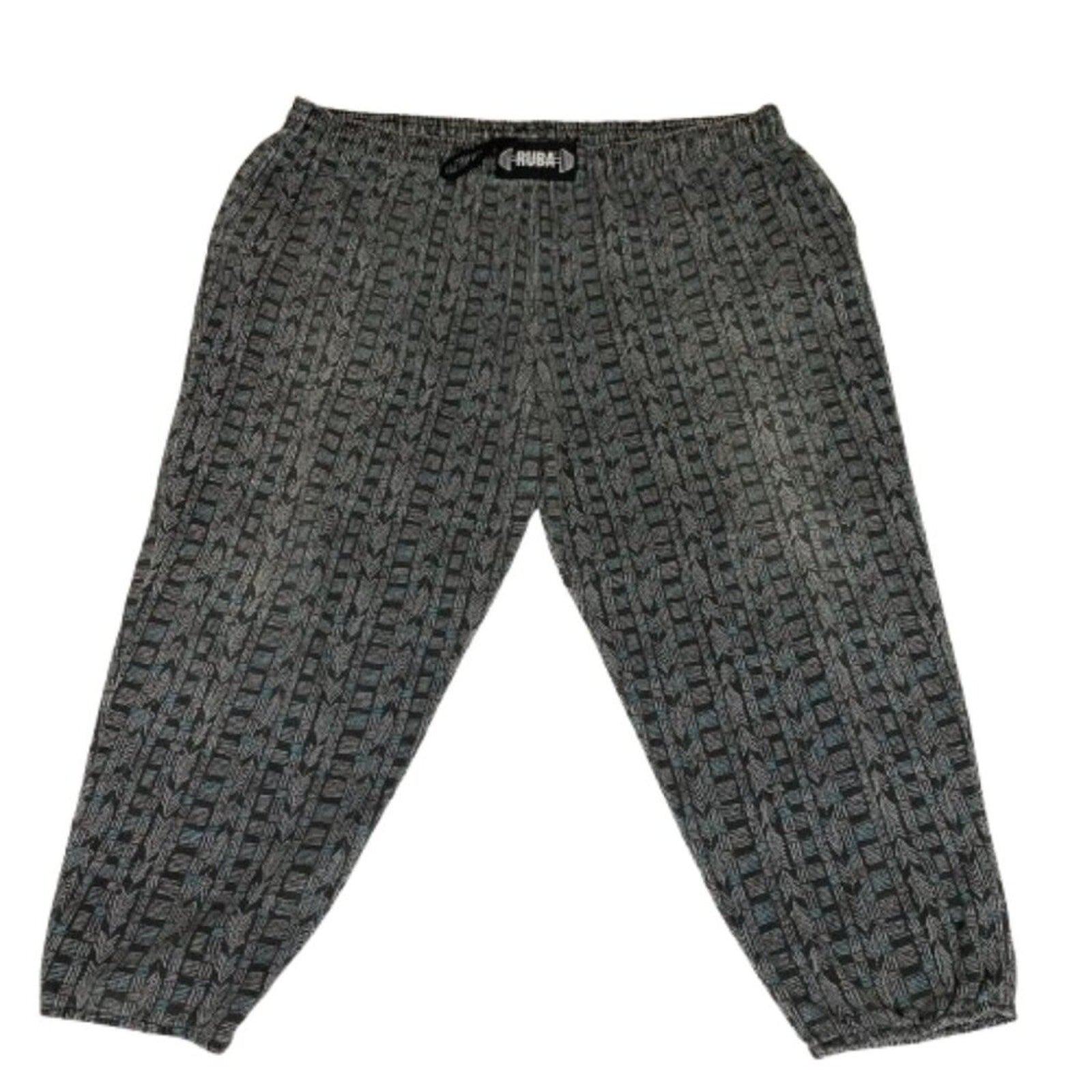 Vintage 80s Ruba Baggy Workout Elastic Waist Blue Geometric Allover Pants