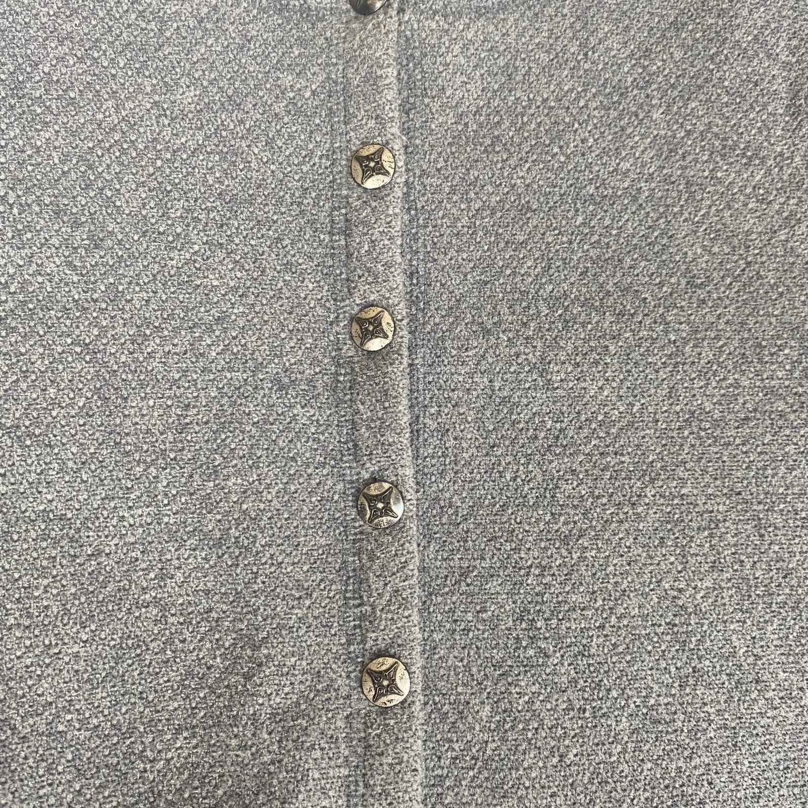 Vintage LL Bean Soft Grey Metal Button Women's Sweater