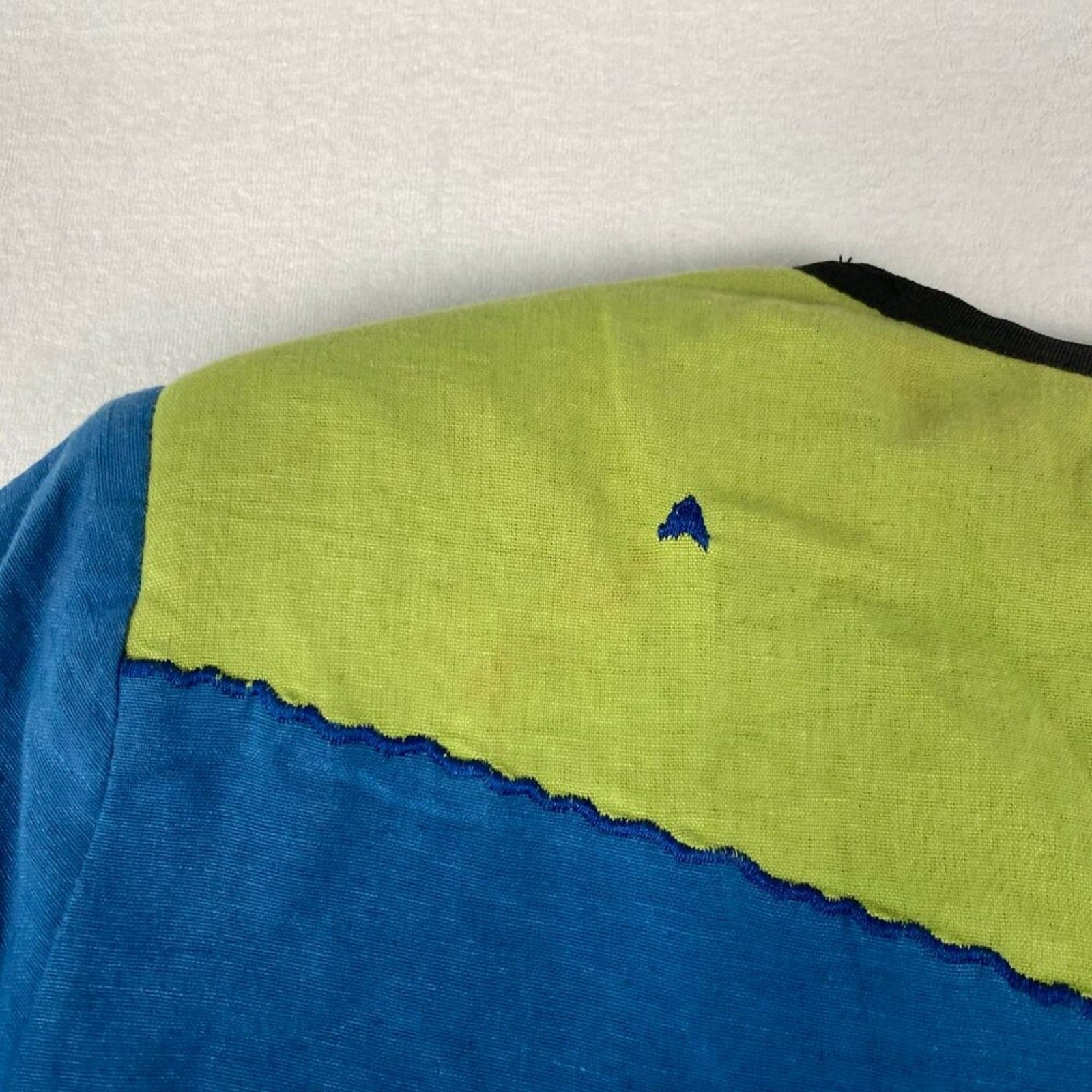 90s Abstract Color Block Embroidered Patchwork Artsy Flax Rayon Cotton Jacket
