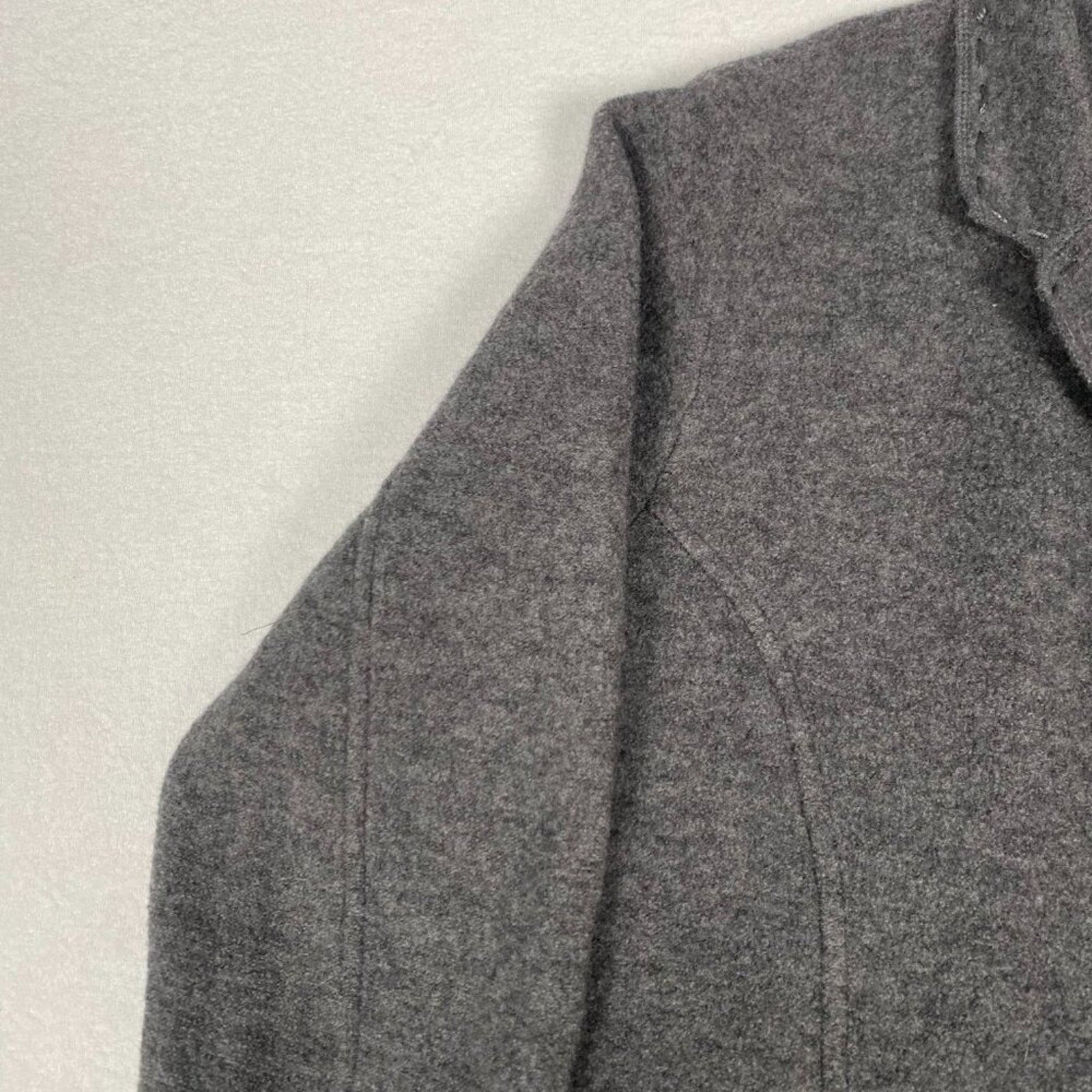 Vintage 90s Charter Club Wool Women's Embroidered Hem Grey Coat Large Petite