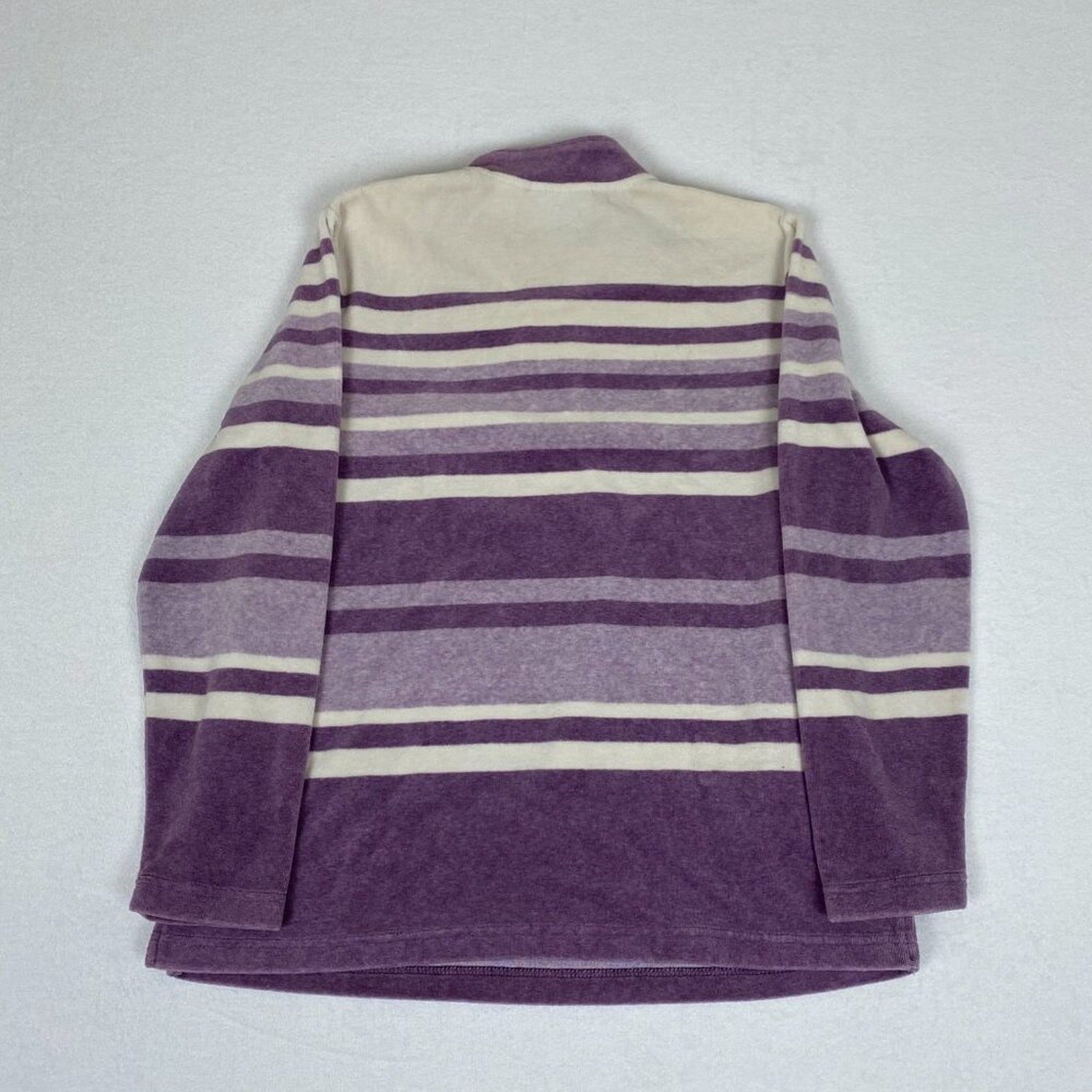 Vintage Alfred Dunner Velour Fleece Purple Striped 1/4 Zip Pullover Sweater