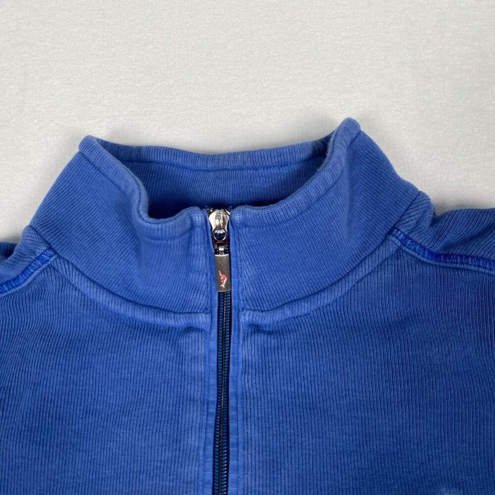 Tommy Bahama Royal Blue Cotton 1/4 Zip Pullover Sweater Size Large