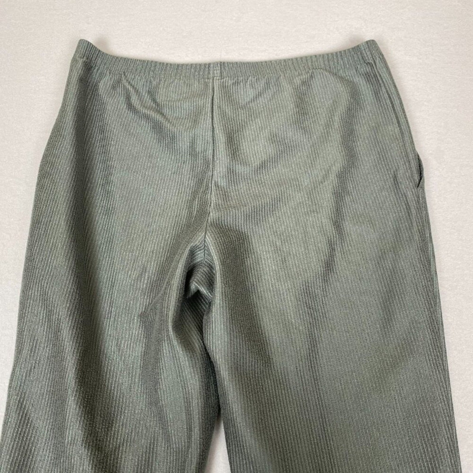 Vintage Blair Corduroy Style Light Green Grey Stretch Shimmer Side Pocket Pants