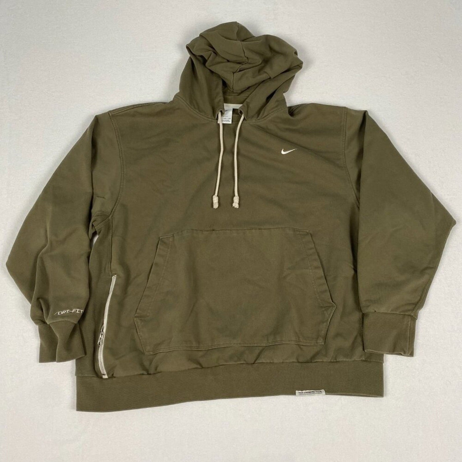 Nike Standard Issue Dri-Fit Zipper Pocket Athletic Green Cotton Hoodie